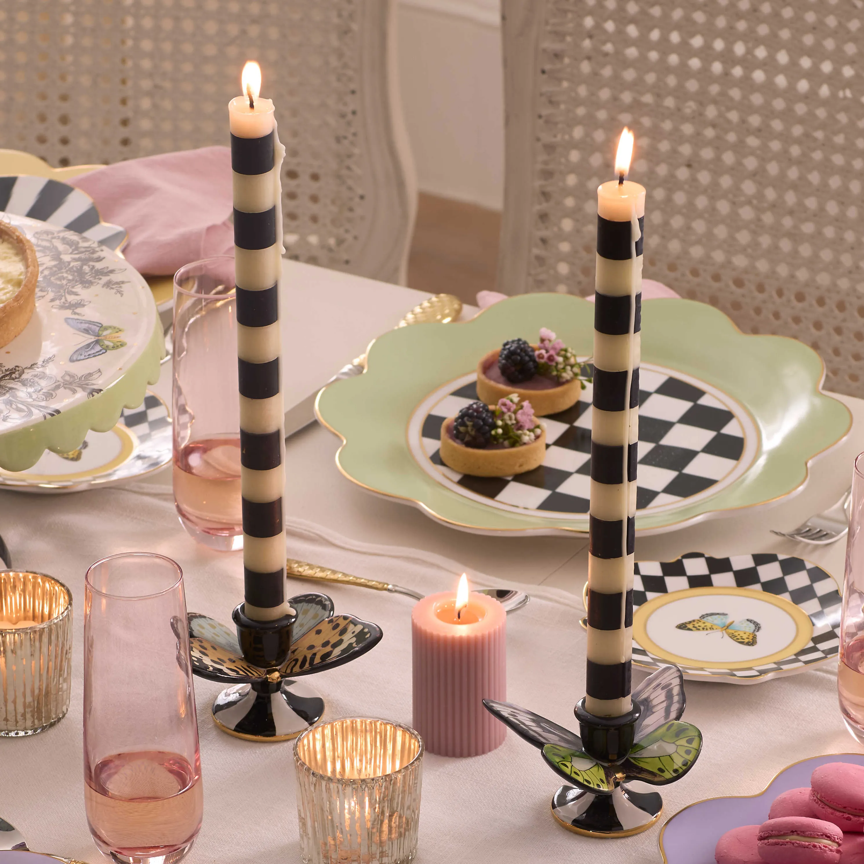 Bands Dinner Candles - Black - Set Of 2