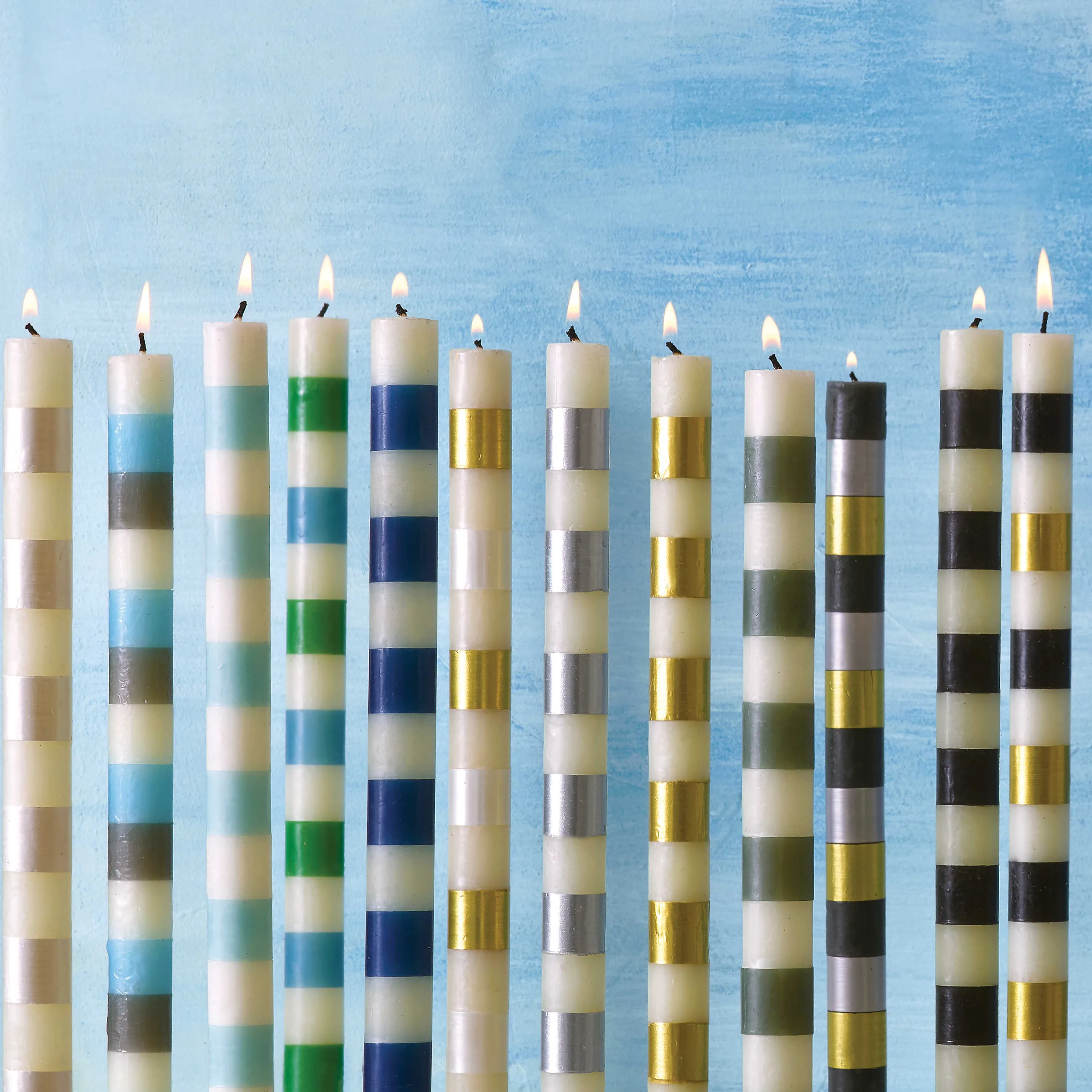 Bands Dinner Candles - Gold - Set Of 2