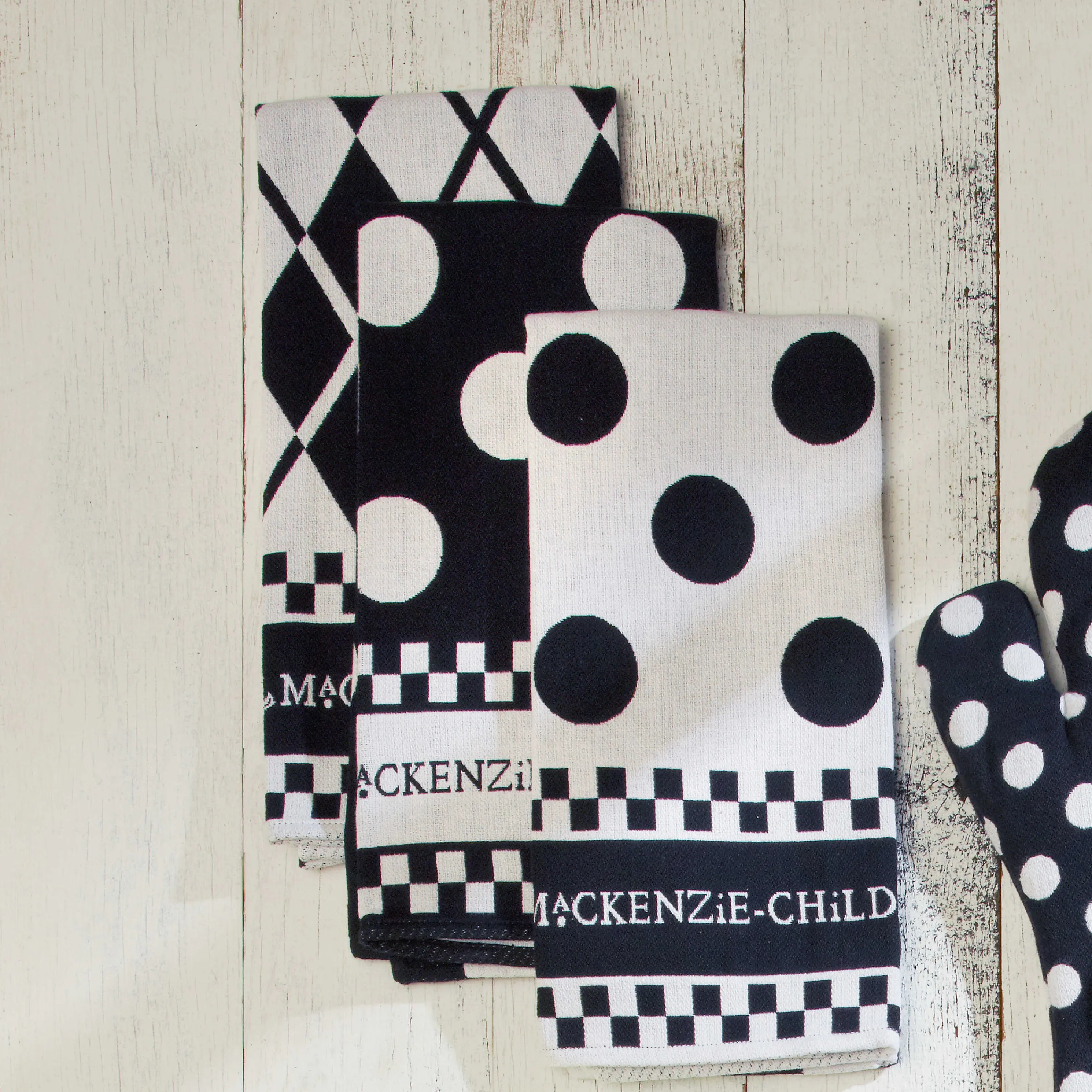 Black & White Dot Dish Towels - Set Of 3