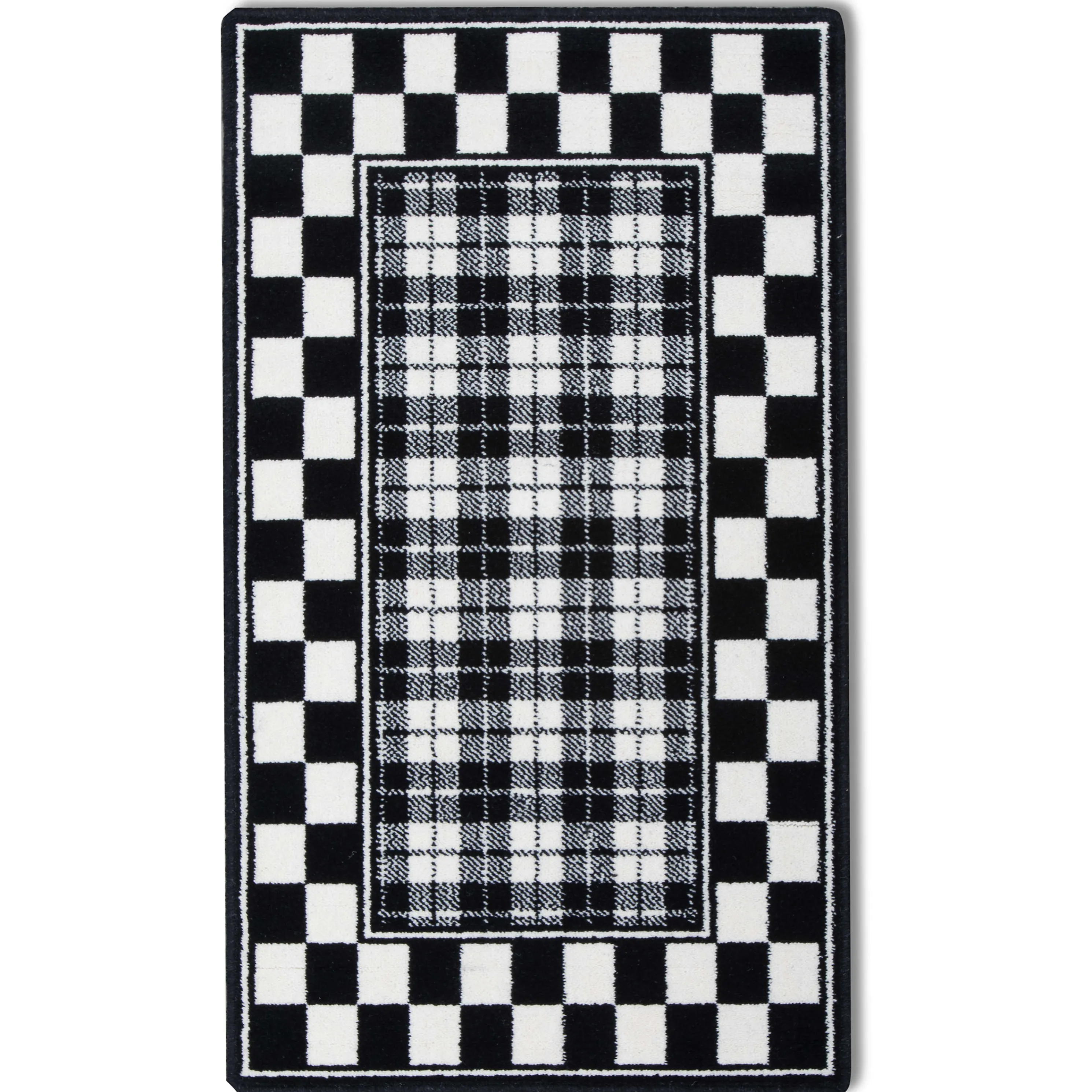Black & White Tartan Rug - 2'3" X 3'9"