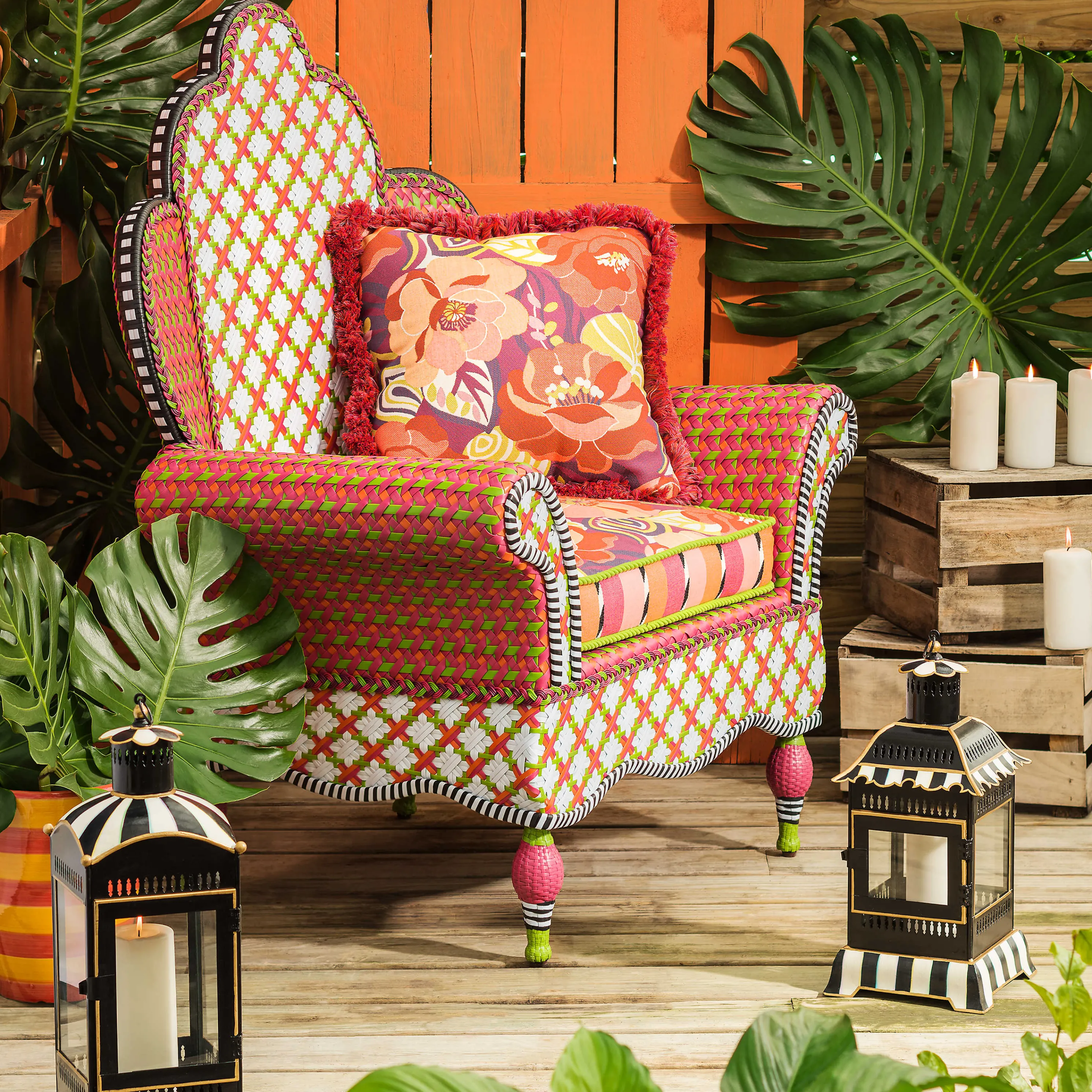 Breezy Poppy Outdoor Wing Chair