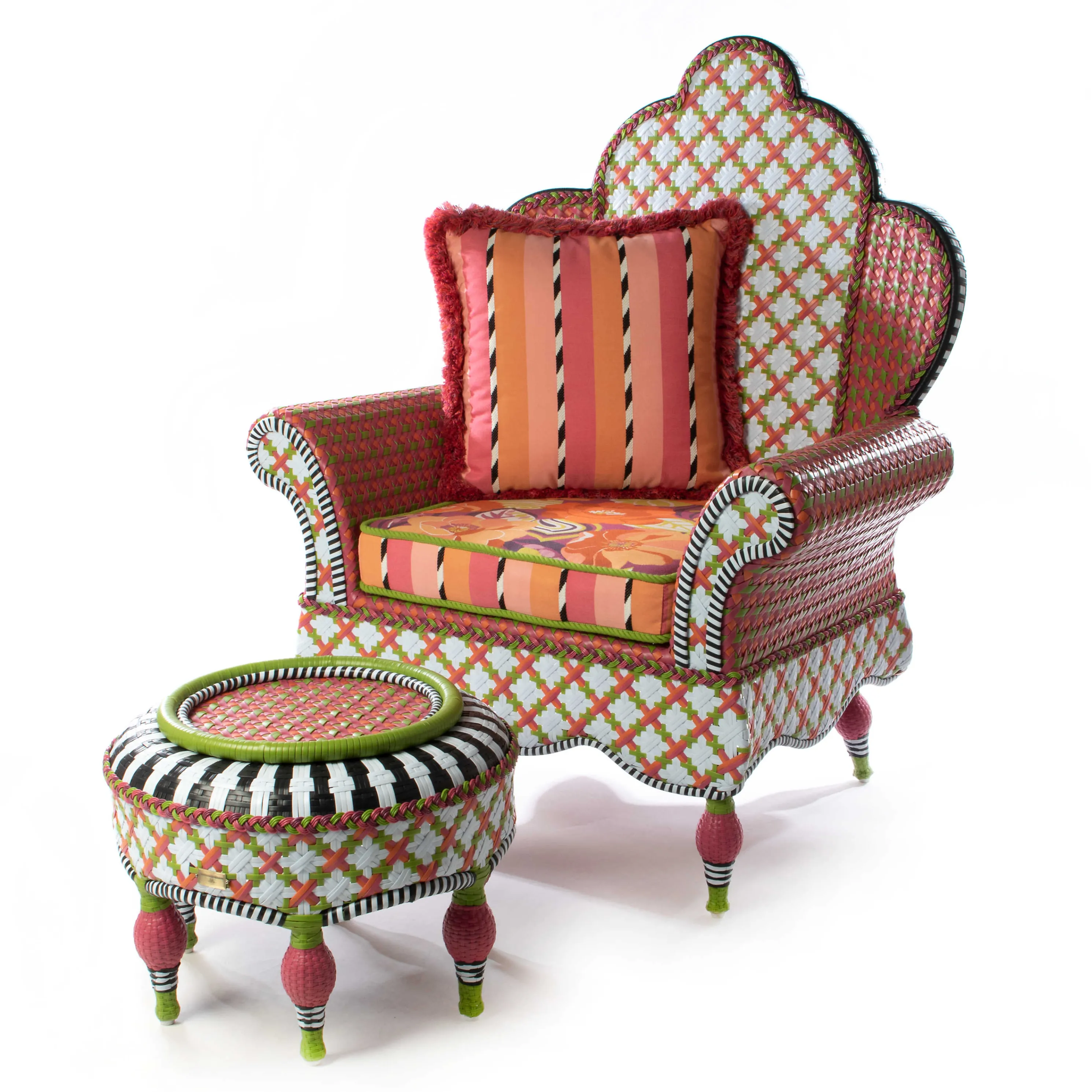 Breezy Poppy Outdoor Wing Chair