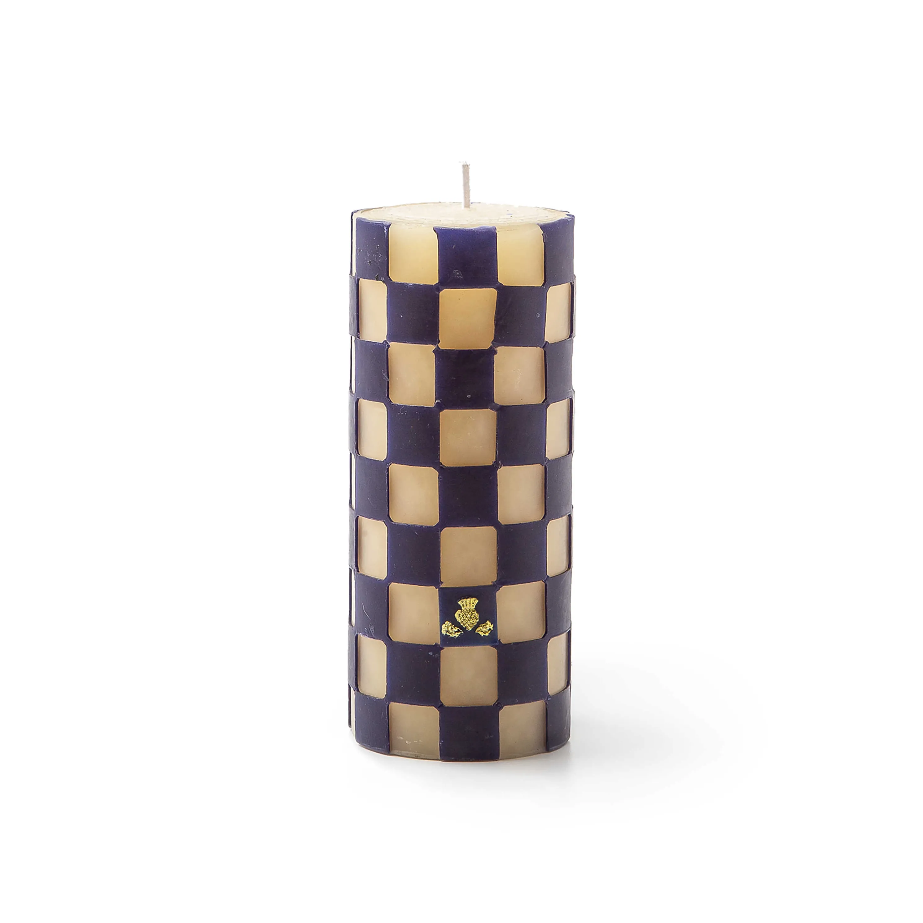 Check Pillar Candle - 6" - Navy