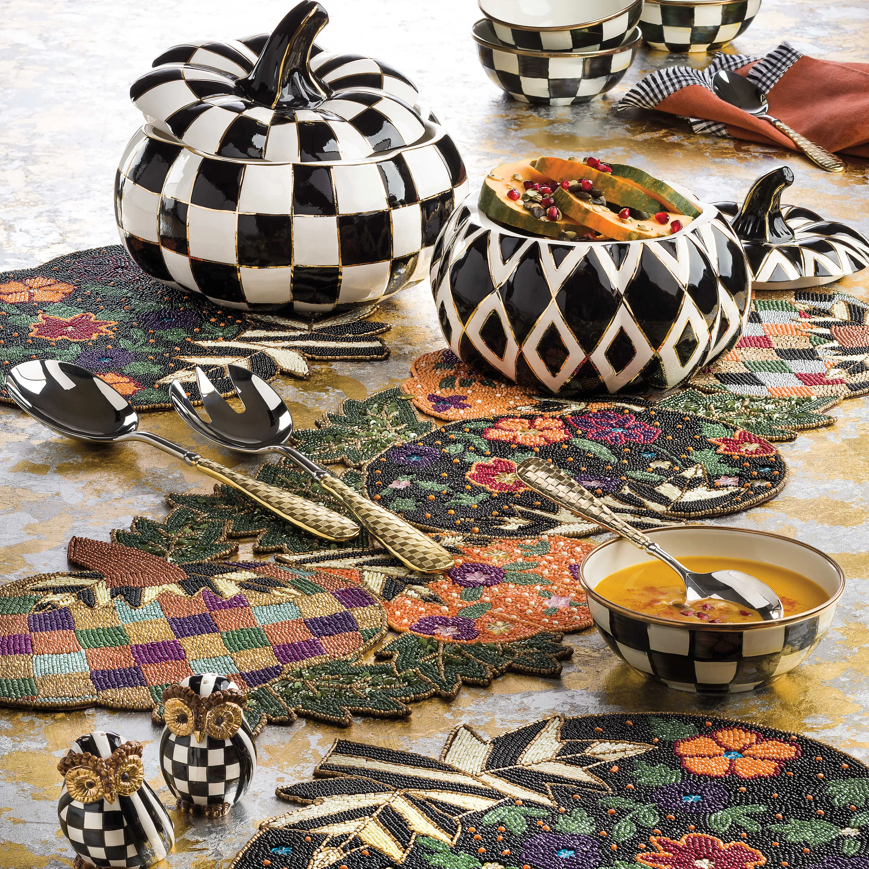 Check Salad Serving Set - Gold