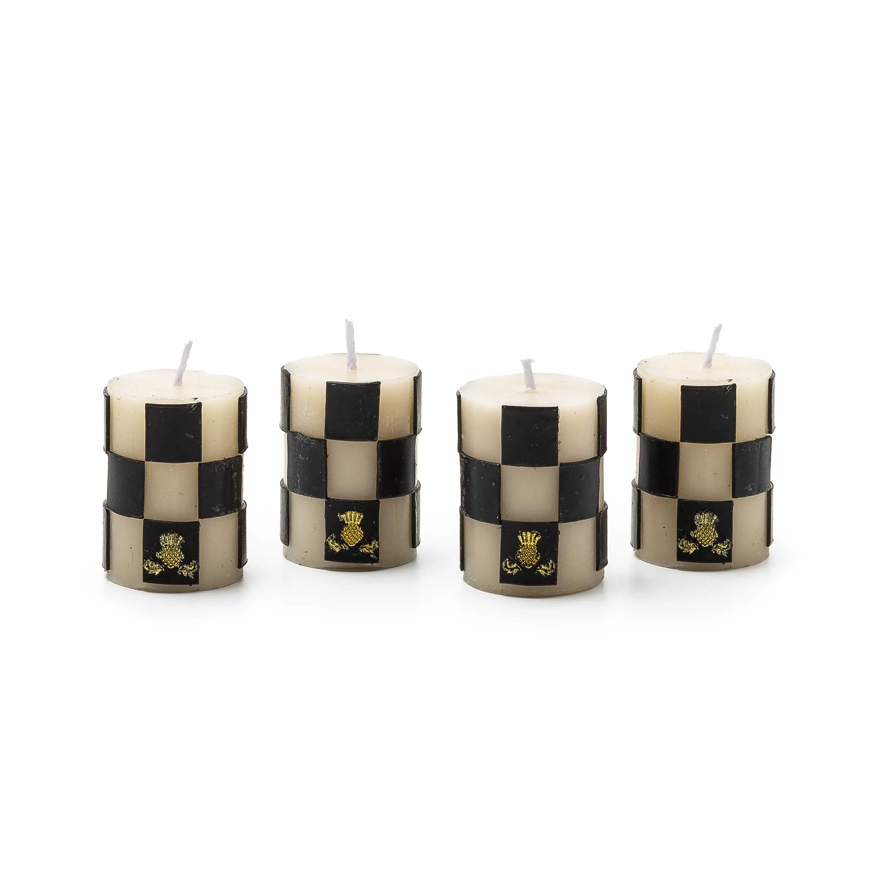 Check Votives - Black & Ivory - Set Of 4