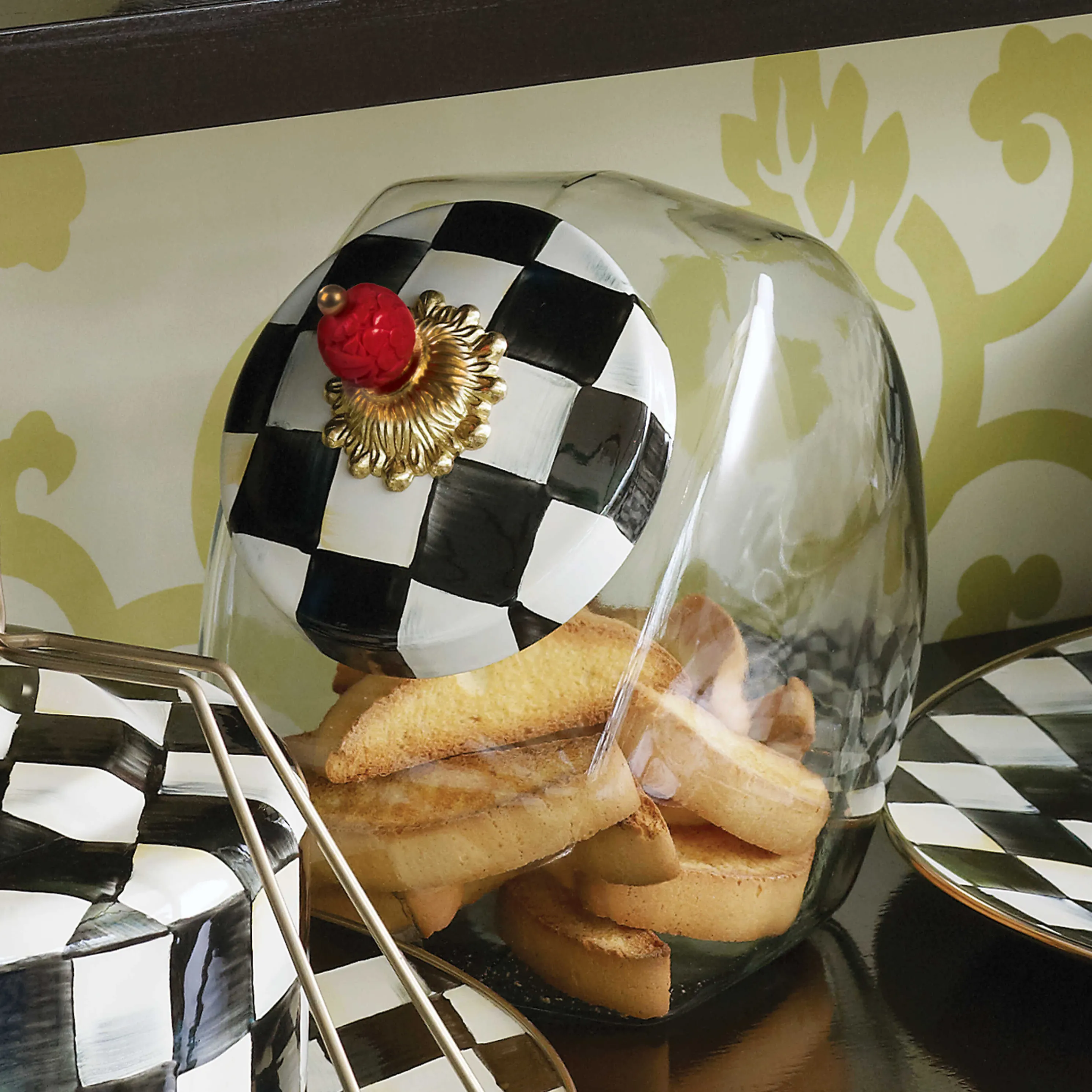 Cookie Jar With Courtly Check Enamel Lid