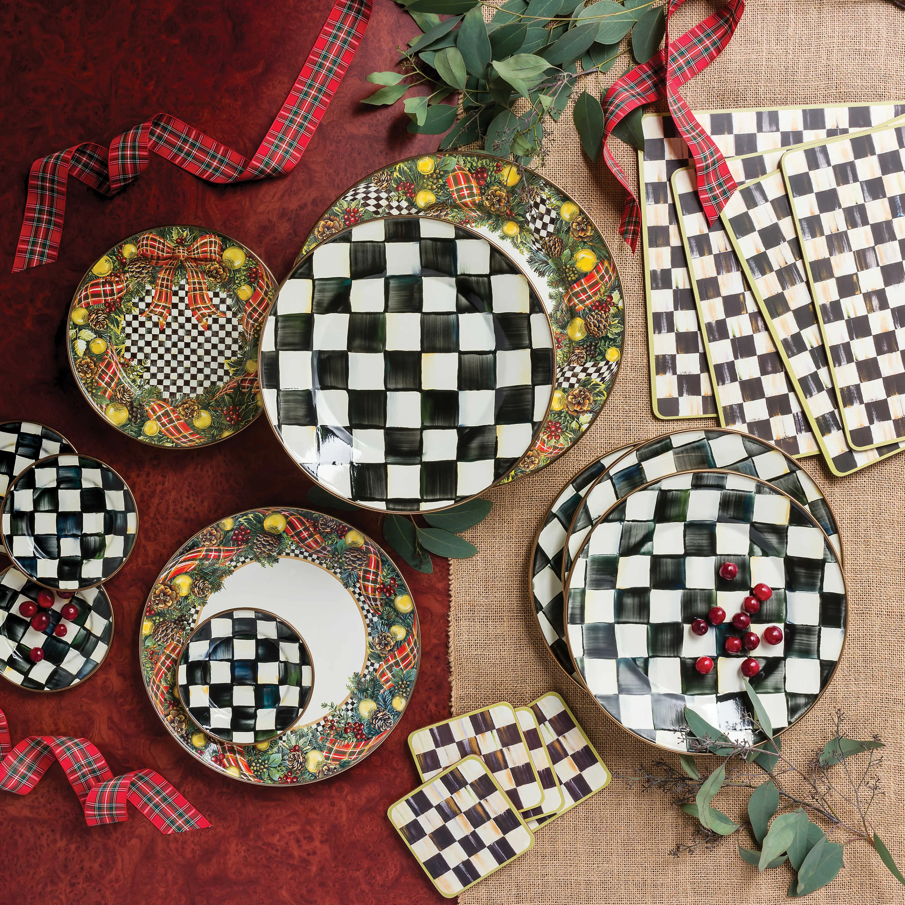 Courtly Check Cork Back Coasters - Set Of 4