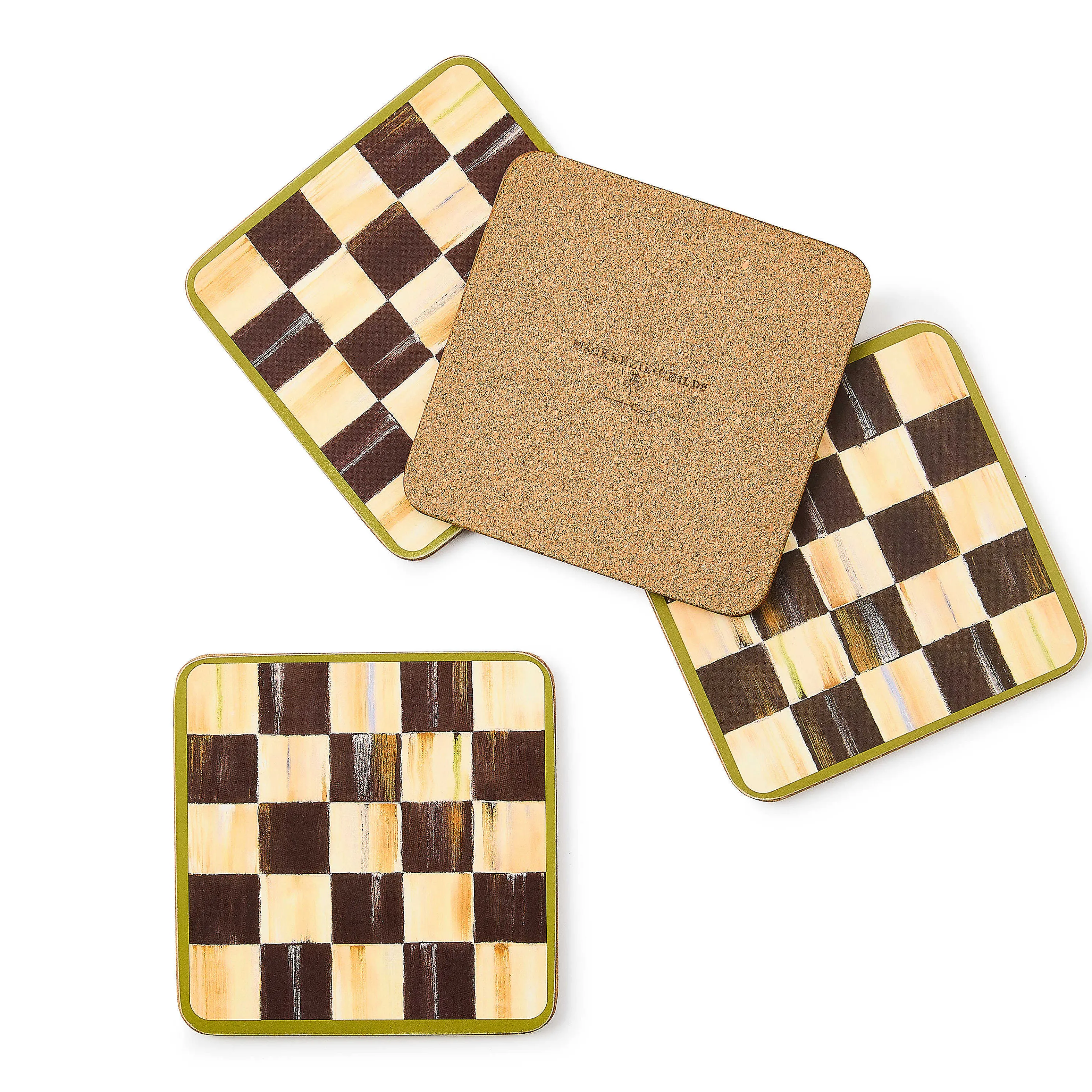 Courtly Check Cork Back Coasters - Set Of 4