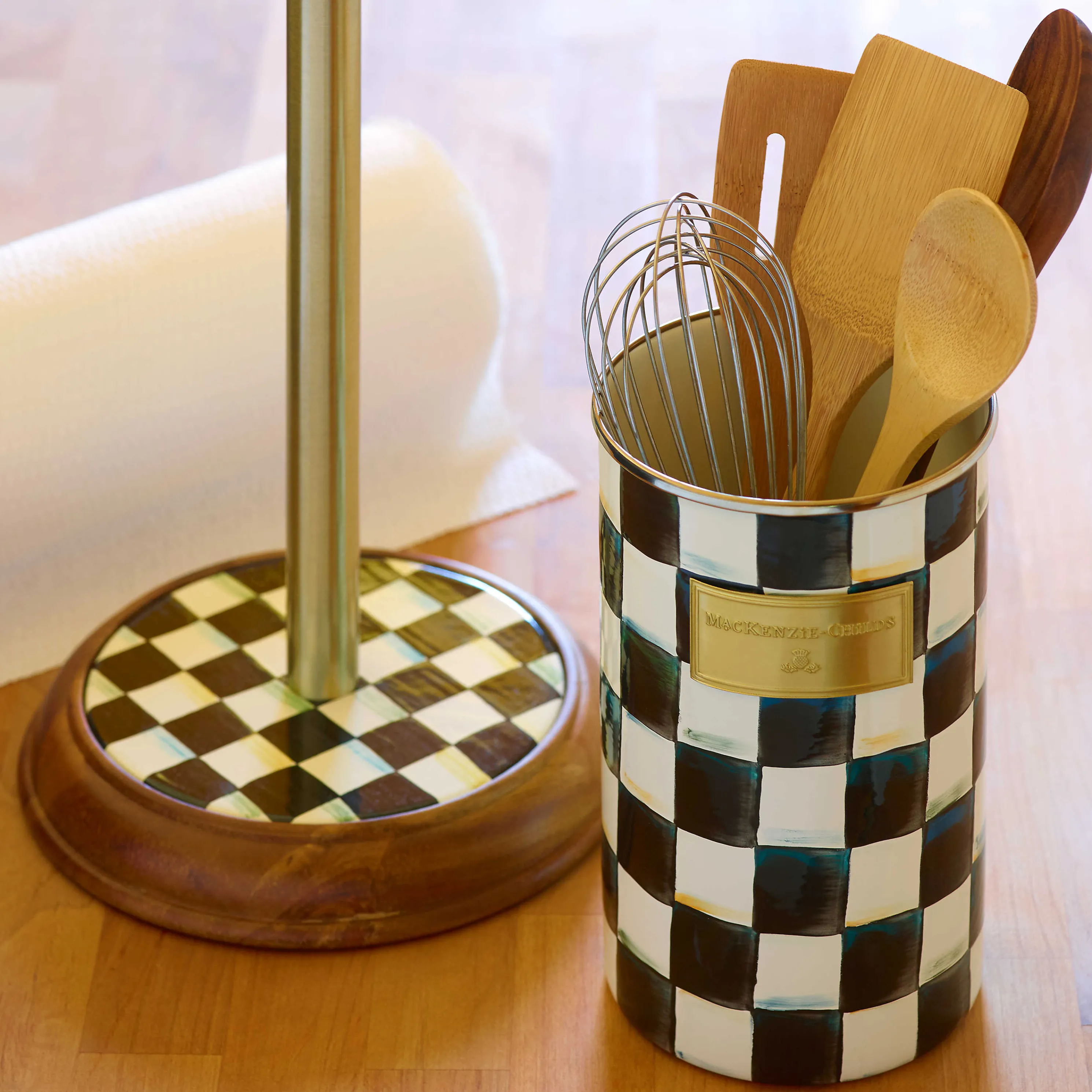 Courtly Check Enamel Utensil Holder