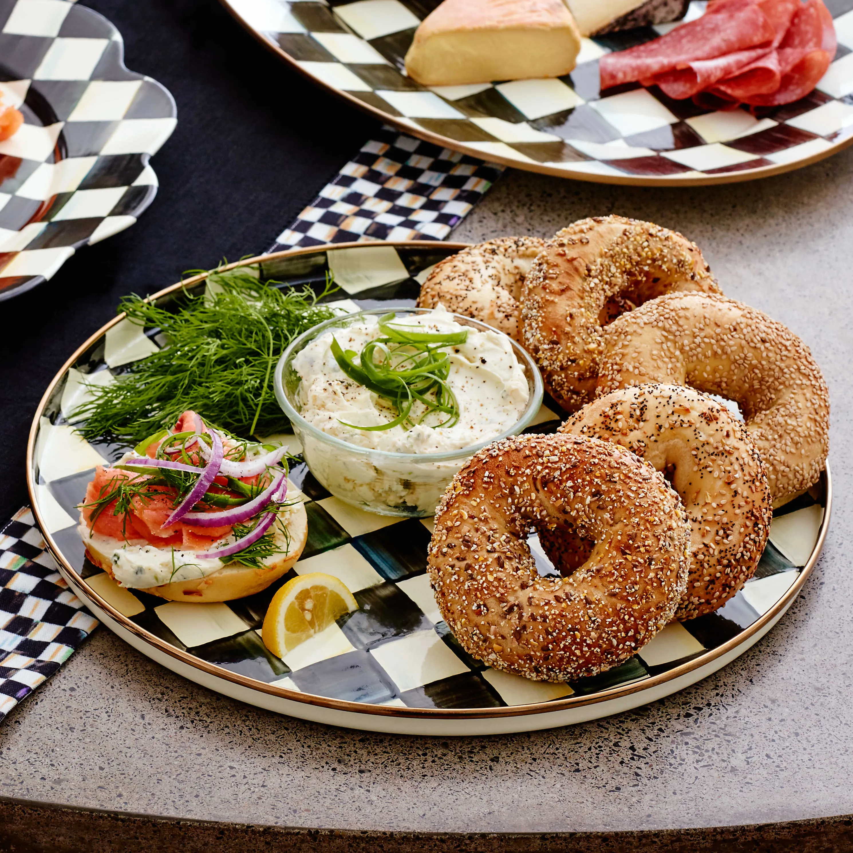Courtly Check Enamel Round Tray