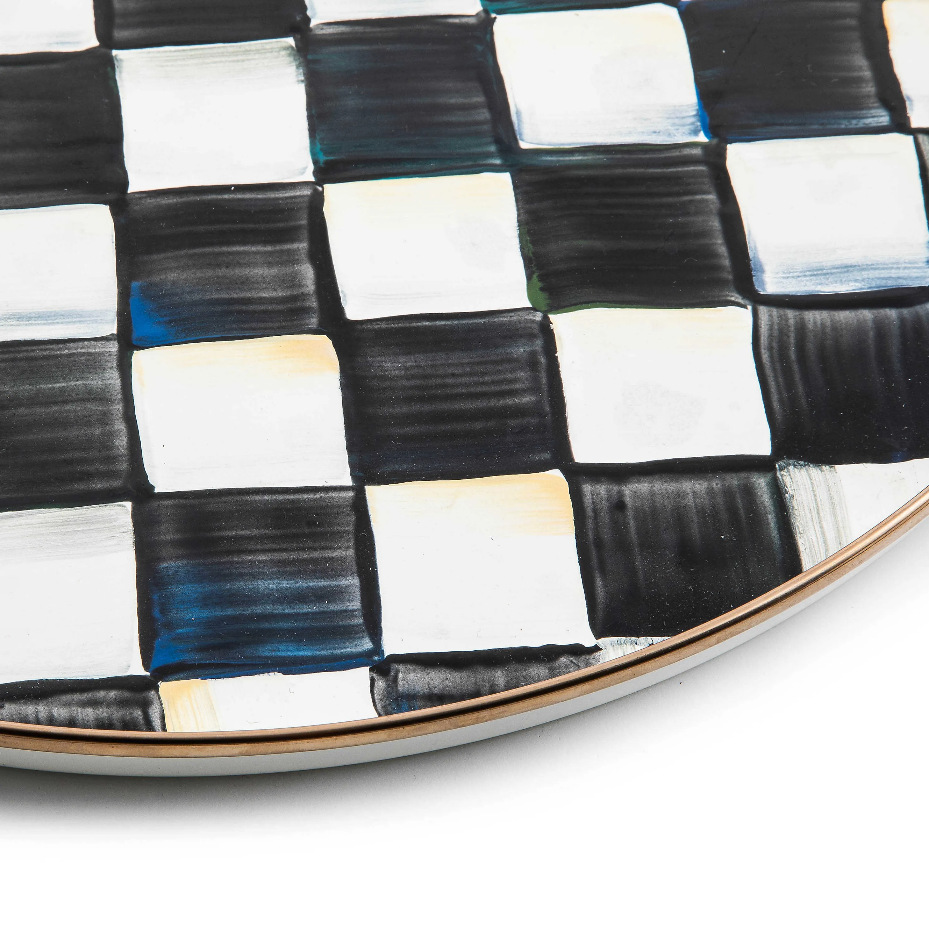 Courtly Check Enamel Round Tray
