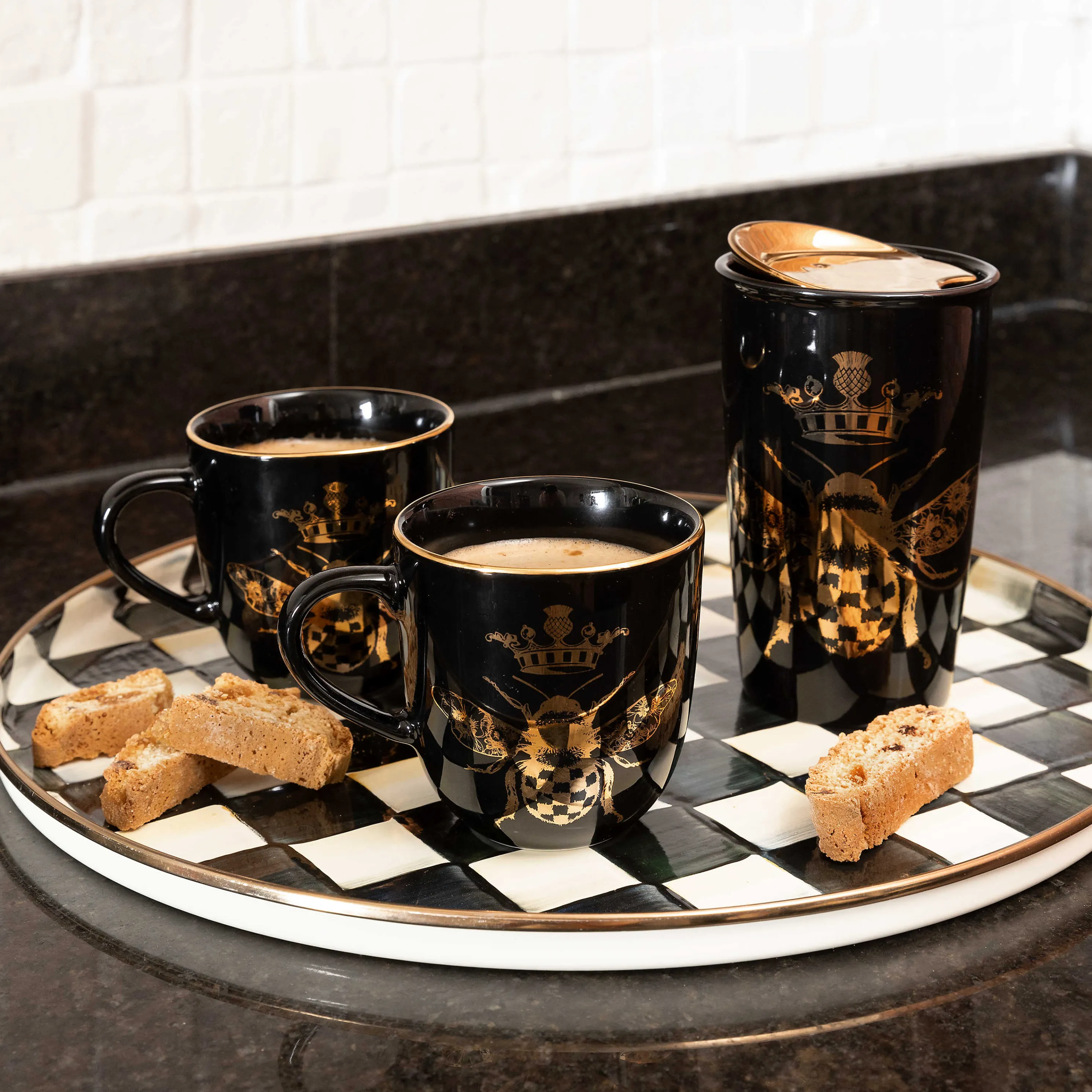 Courtly Check Enamel Round Tray