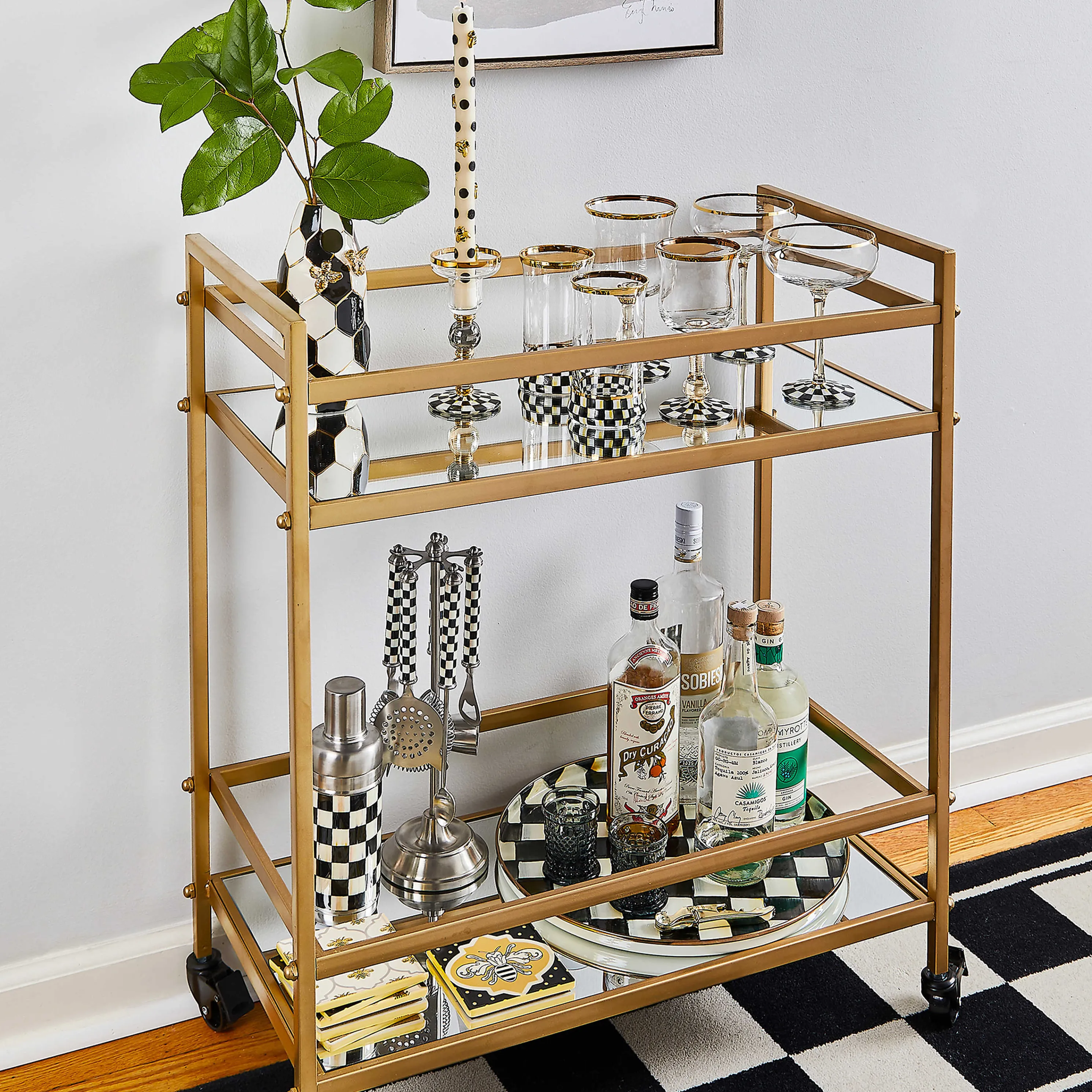 Courtly Check Enamel Round Tray