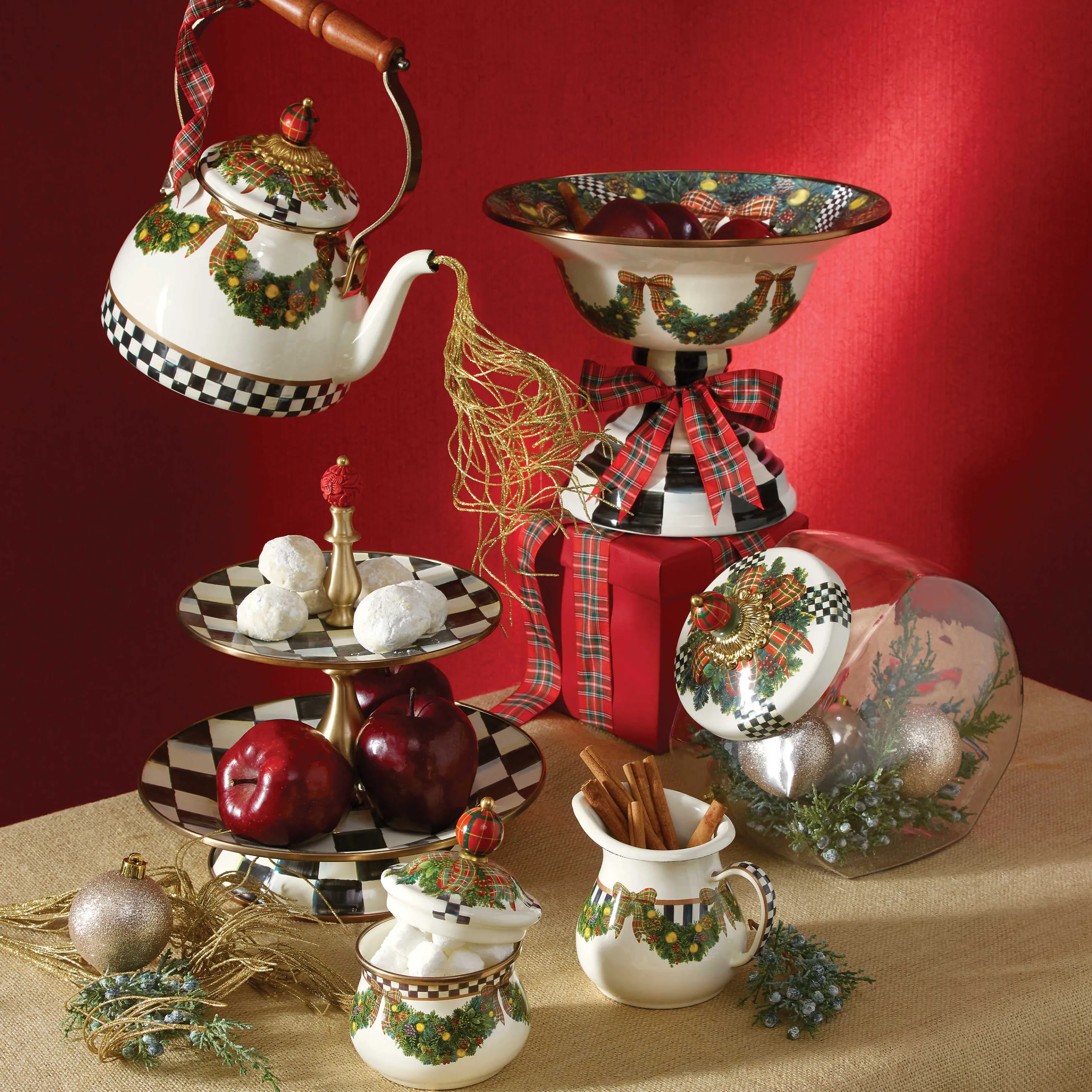 Courtly Check Enamel Two Tier Sweet Stand