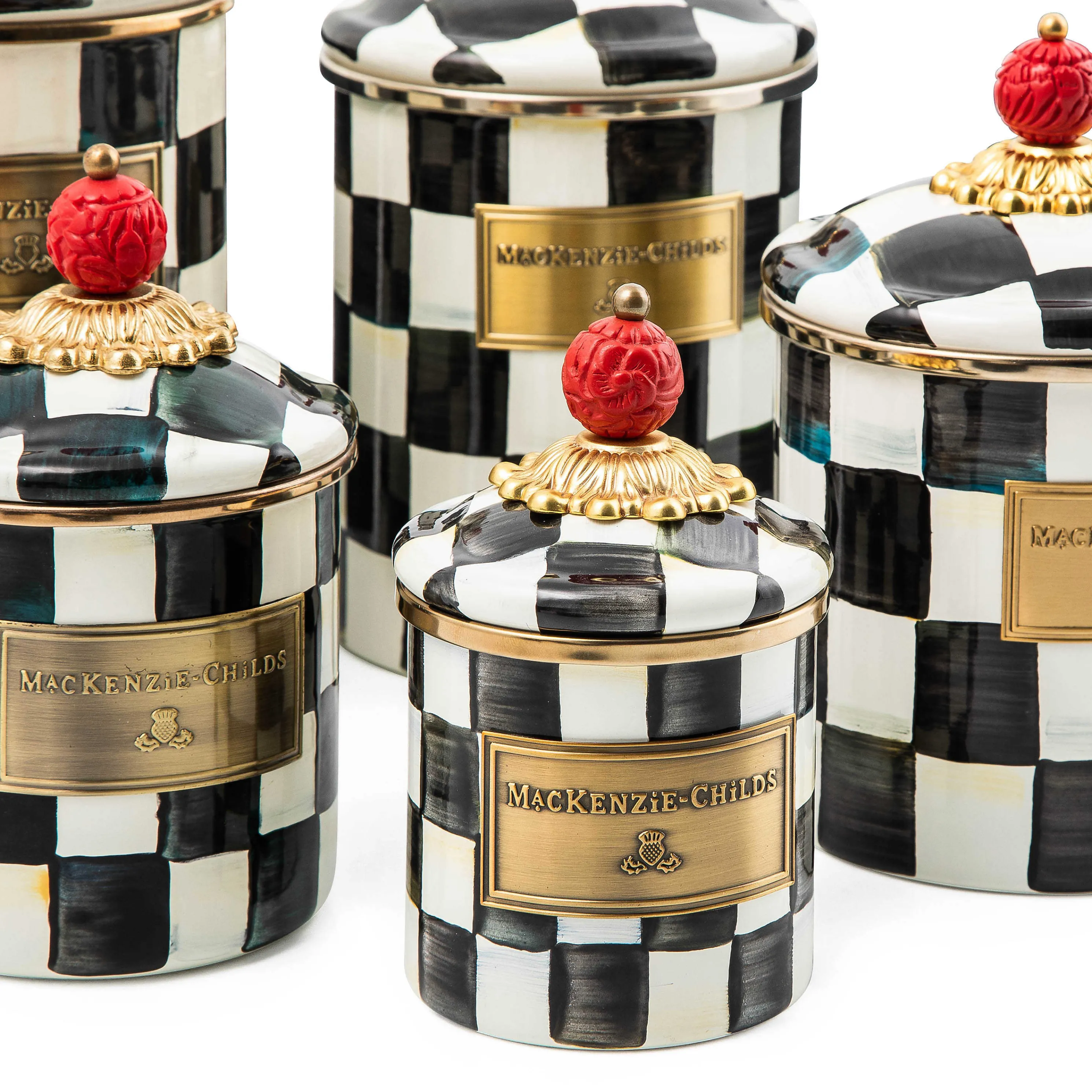 Courtly Check Enamel Canister - Mini