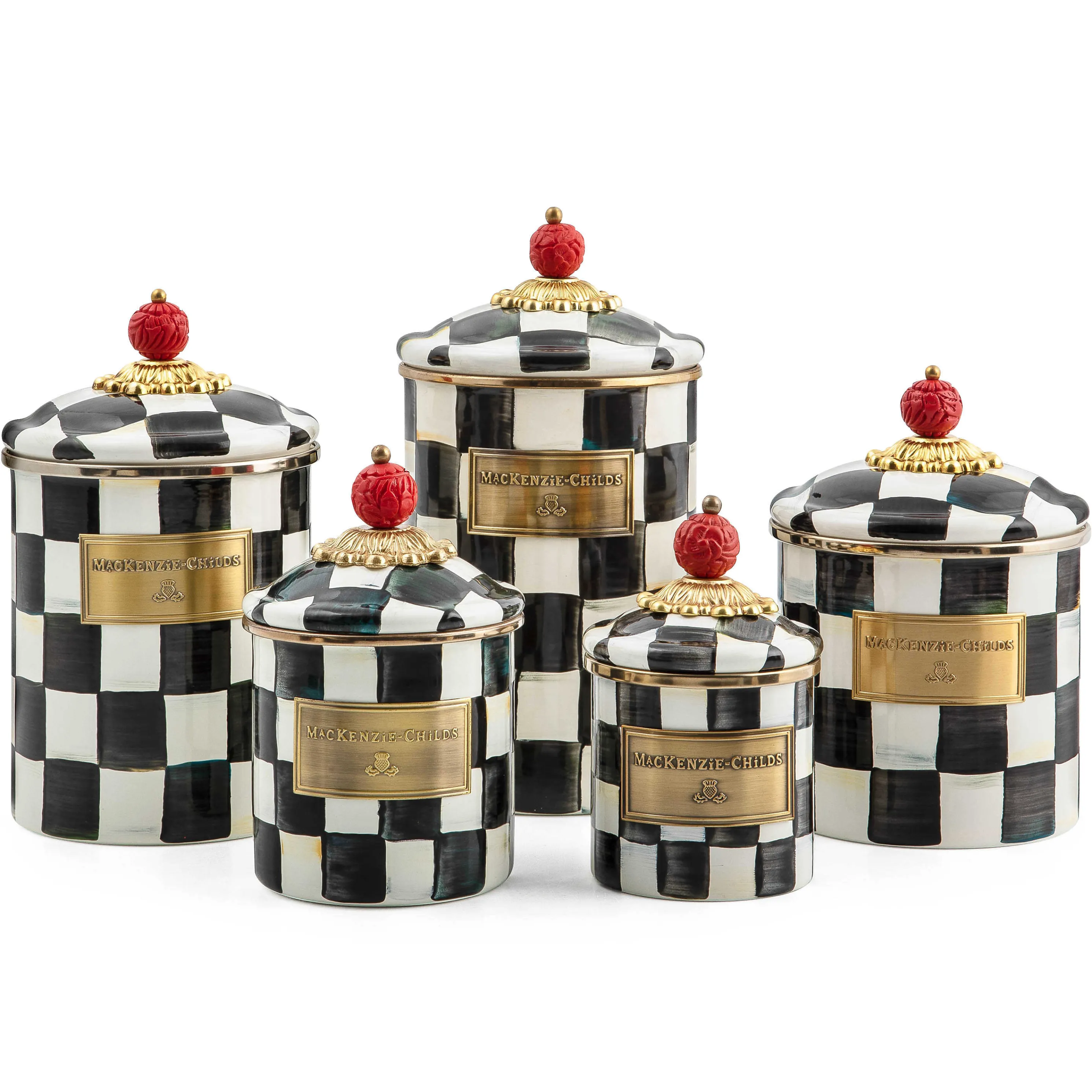 Courtly Check Enamel Canister - Medium