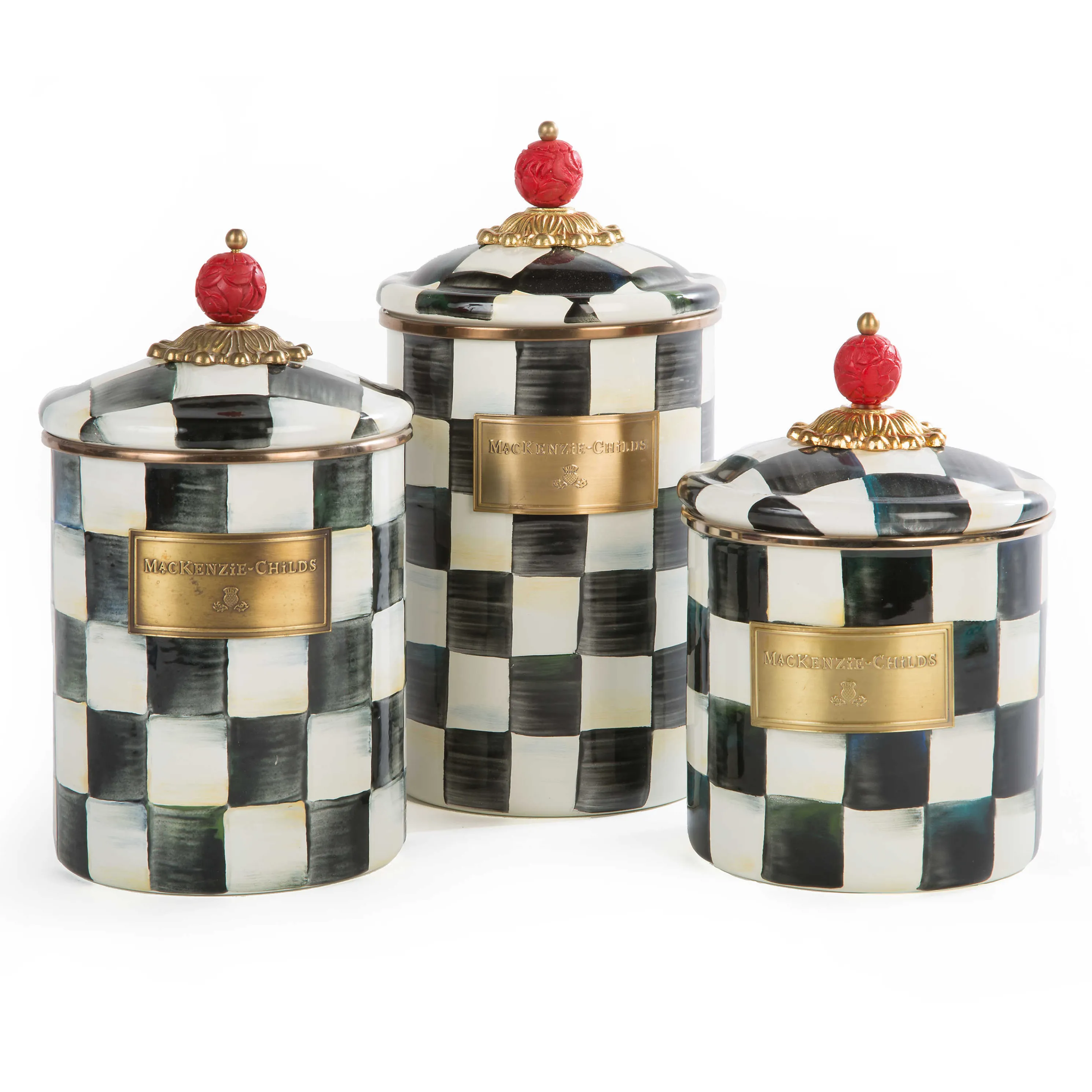 Courtly Check Enamel Canister - Medium