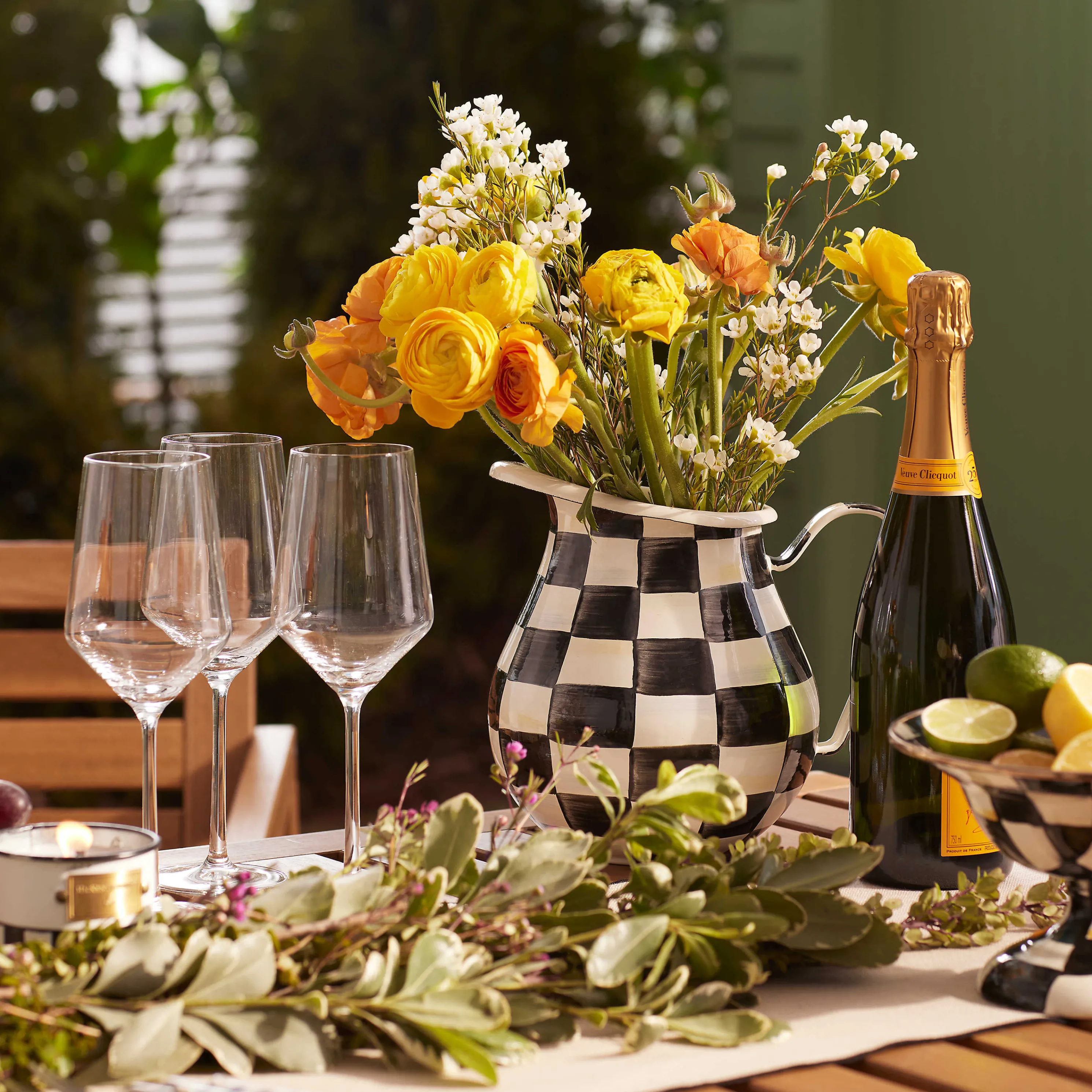 Courtly Check Enamel Pitcher