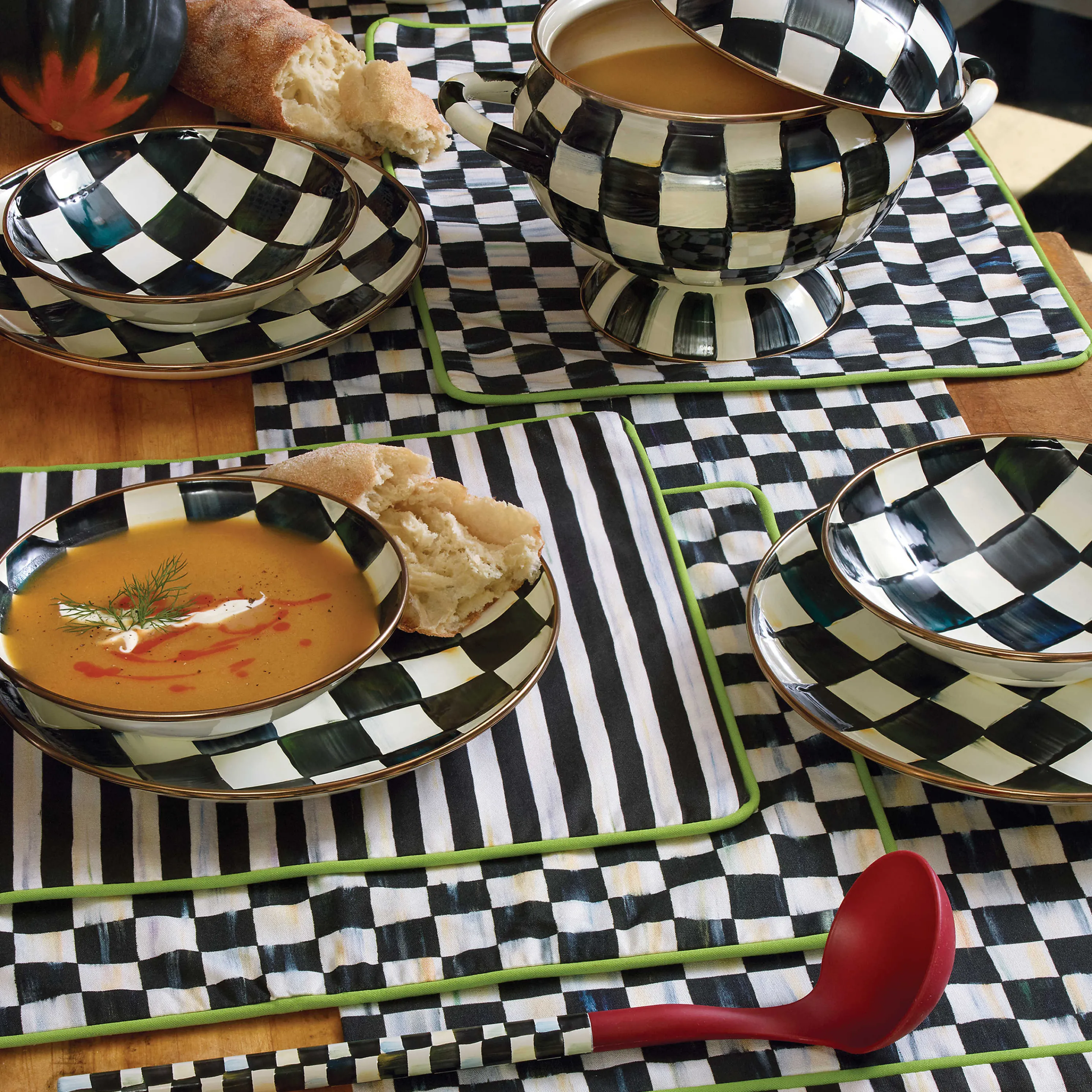 Courtly Check Enamel Tureen