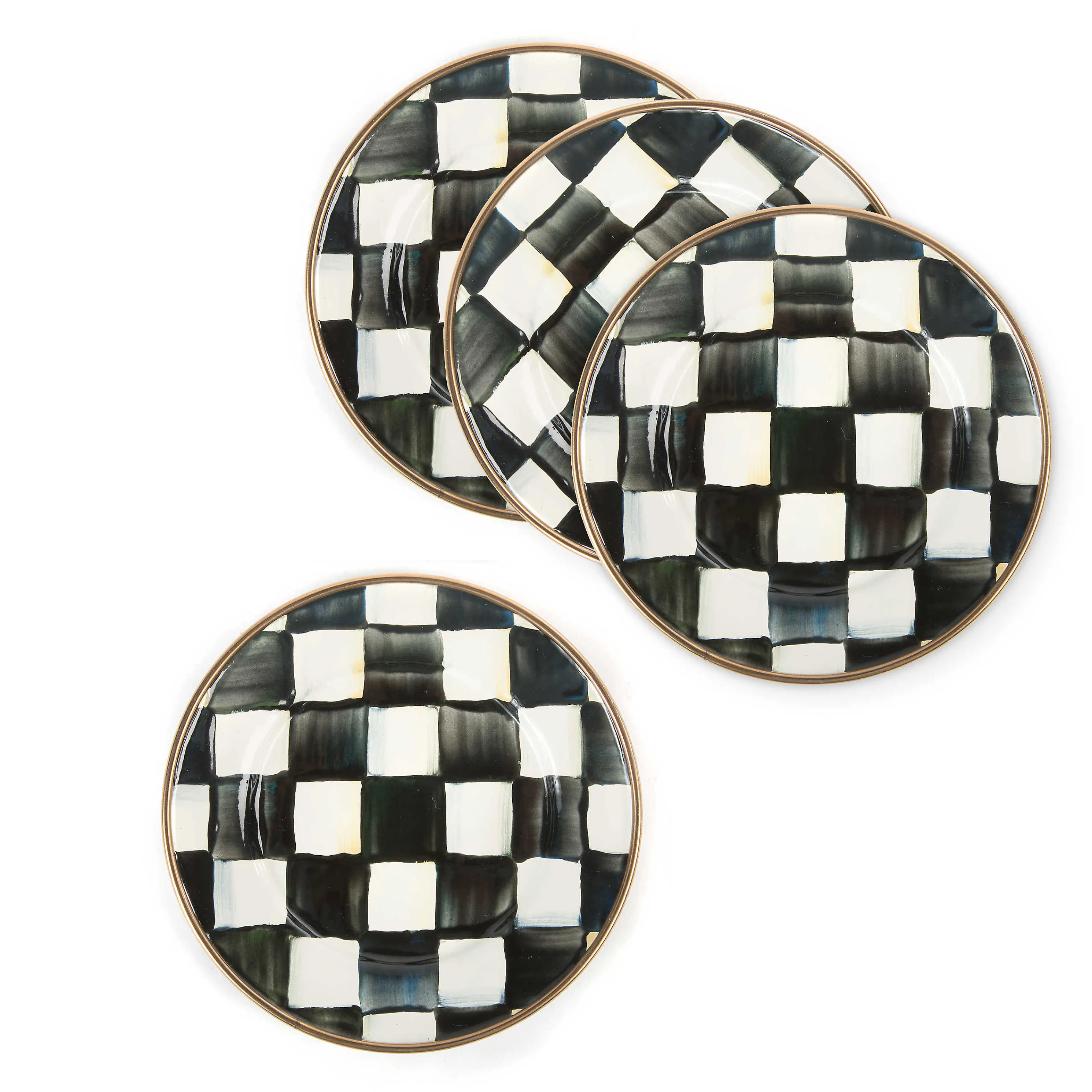 Courtly Check Enamel Appetizer Plates - Set Of 4