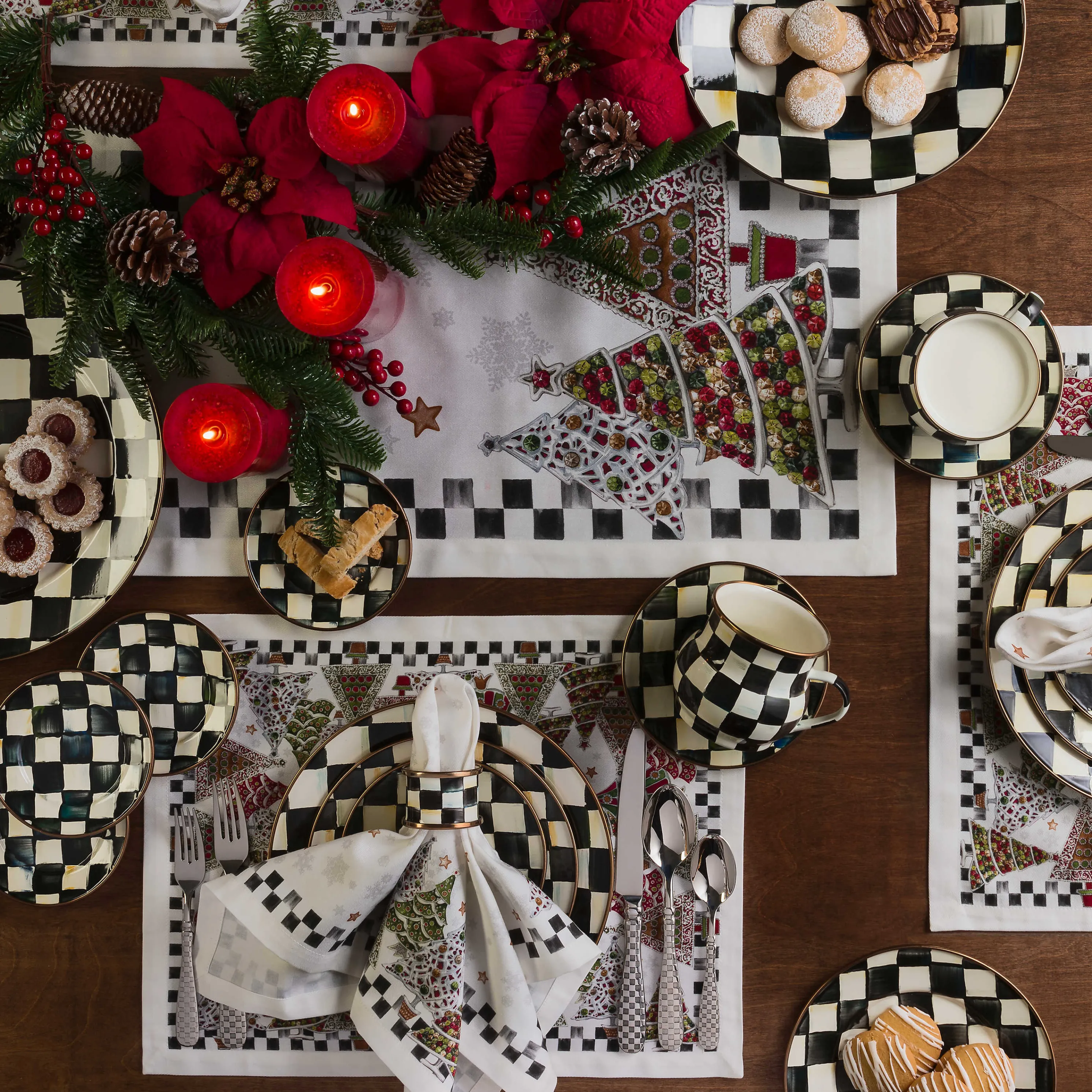 Courtly Check Enamel Appetizer Plates - Set Of 4