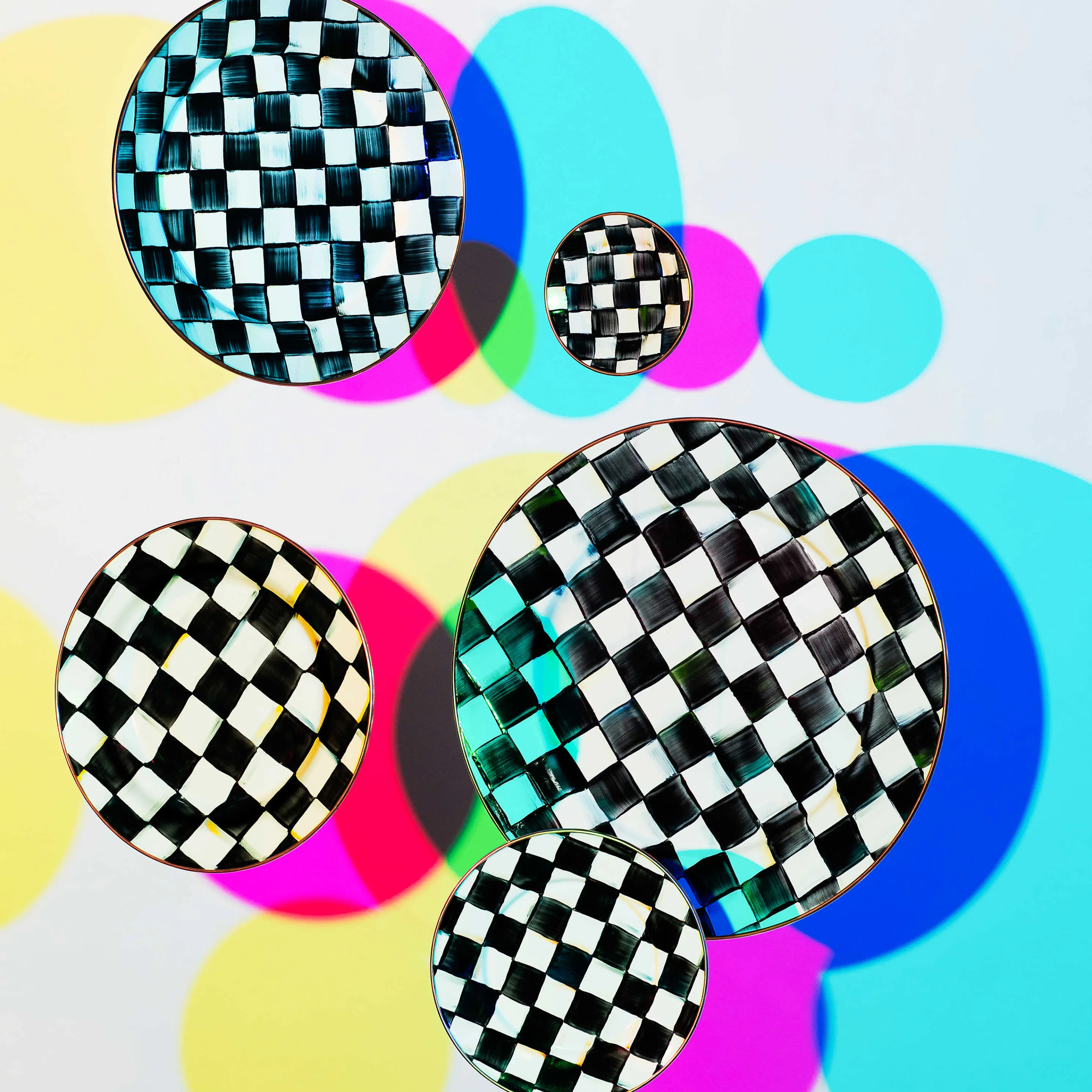 Courtly Check Enamel Appetizer Plates - Set Of 4