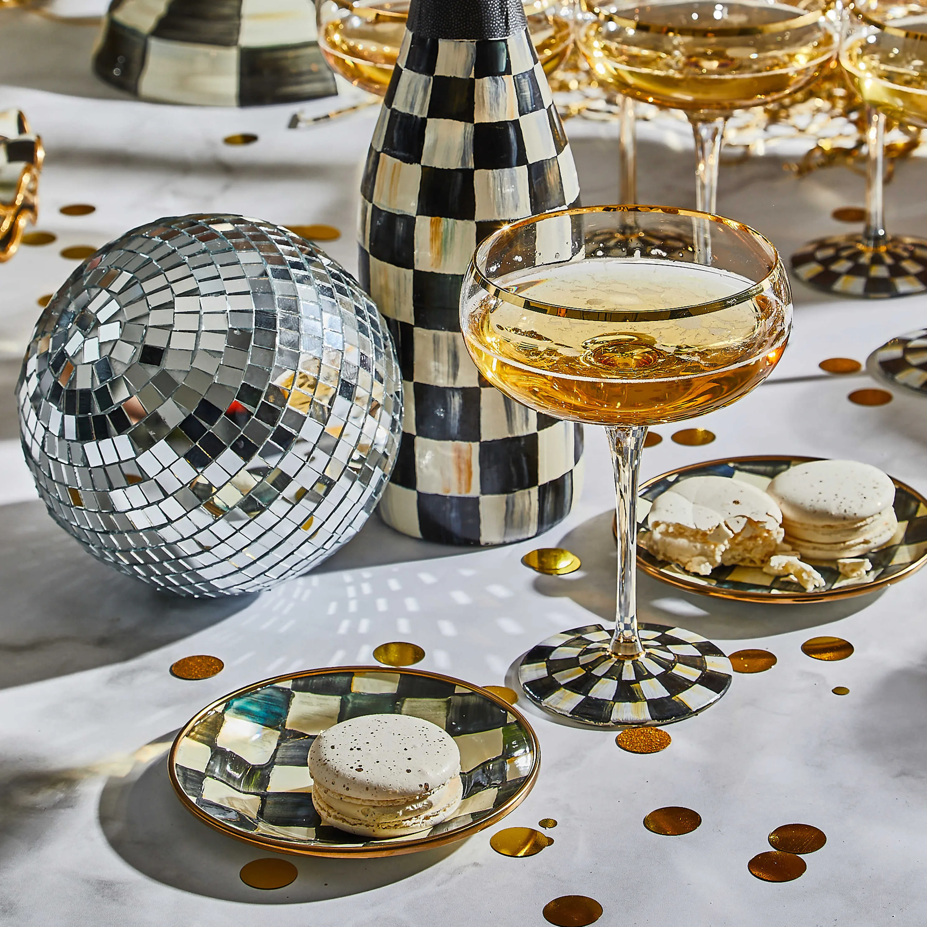 Courtly Check Enamel Appetizer Plates - Set Of 4