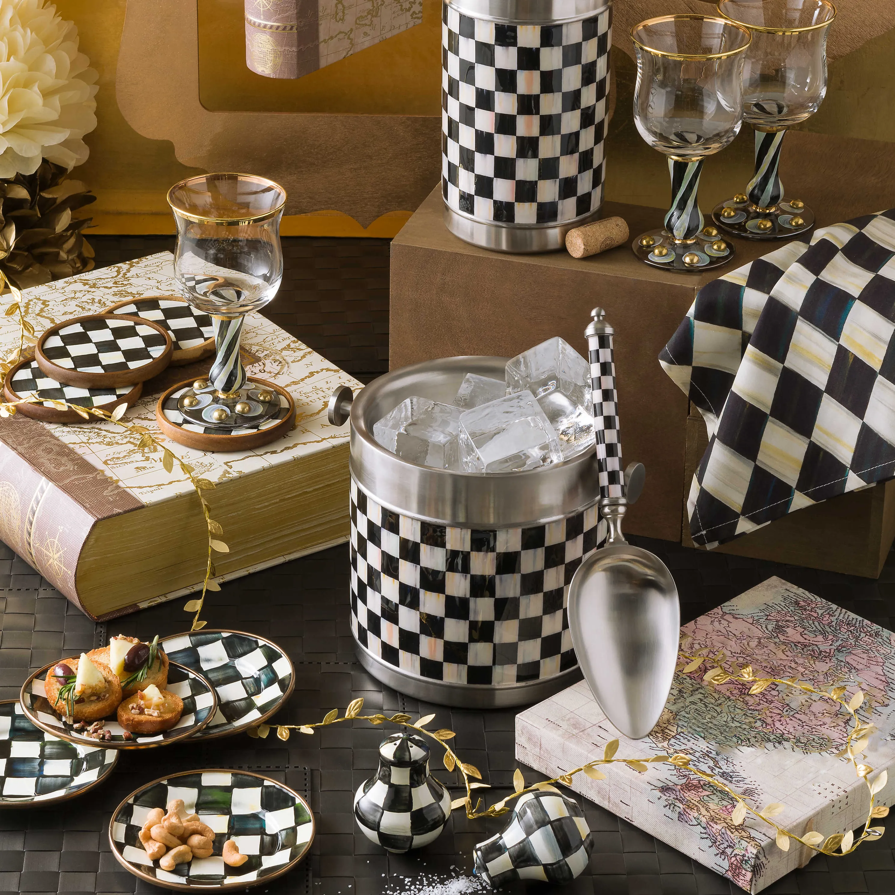 Courtly Check Enamel Appetizer Plates - Set Of 4