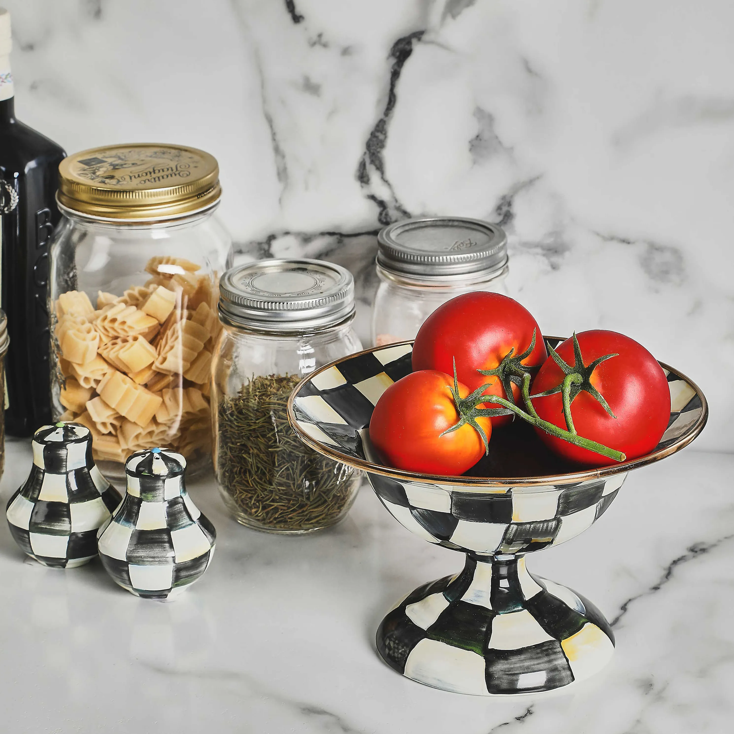 Courtly Check Enamel Salt & Pepper Shakers
