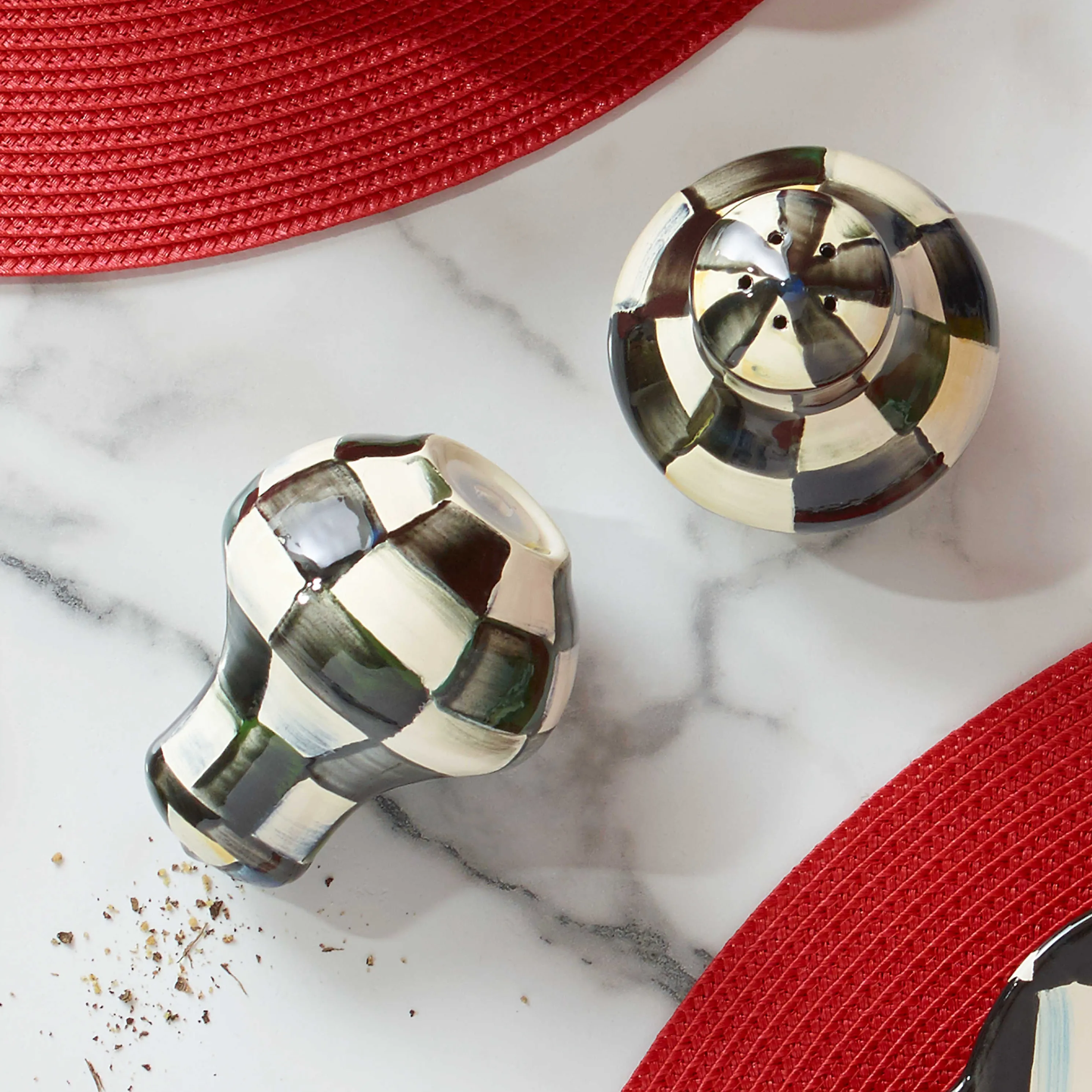 Courtly Check Enamel Salt & Pepper Shakers