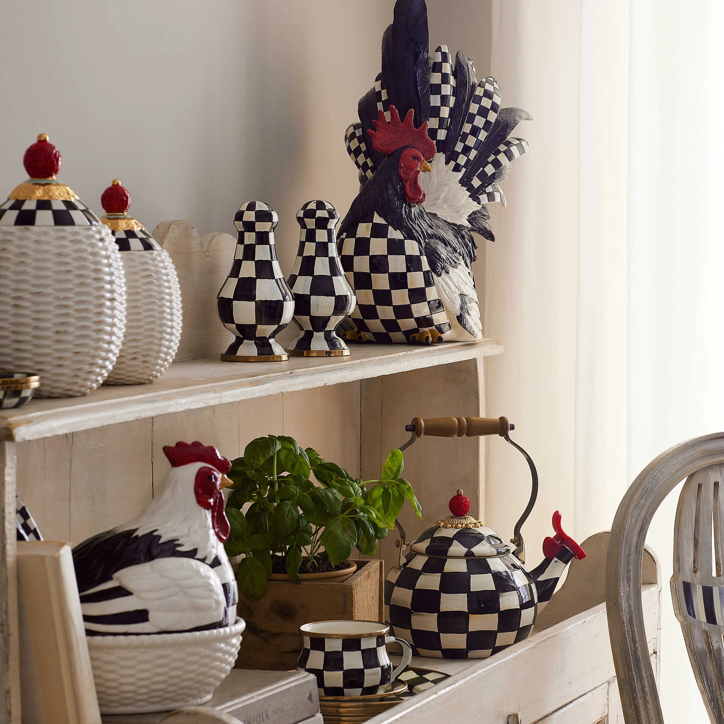 Courtly Check Enamel Salt & Pepper Shakers