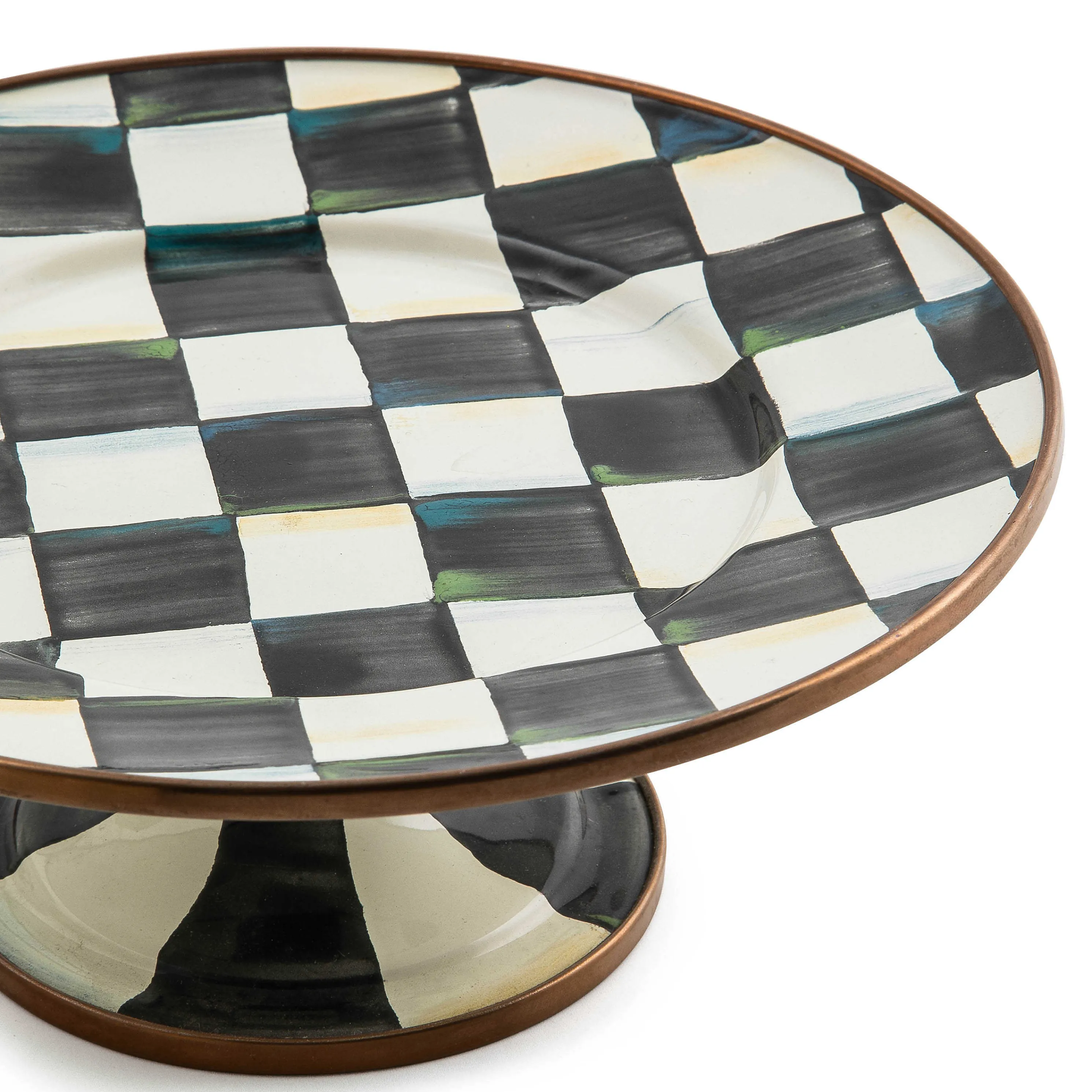 Courtly Check Enamel Pedestal Platter - Mini