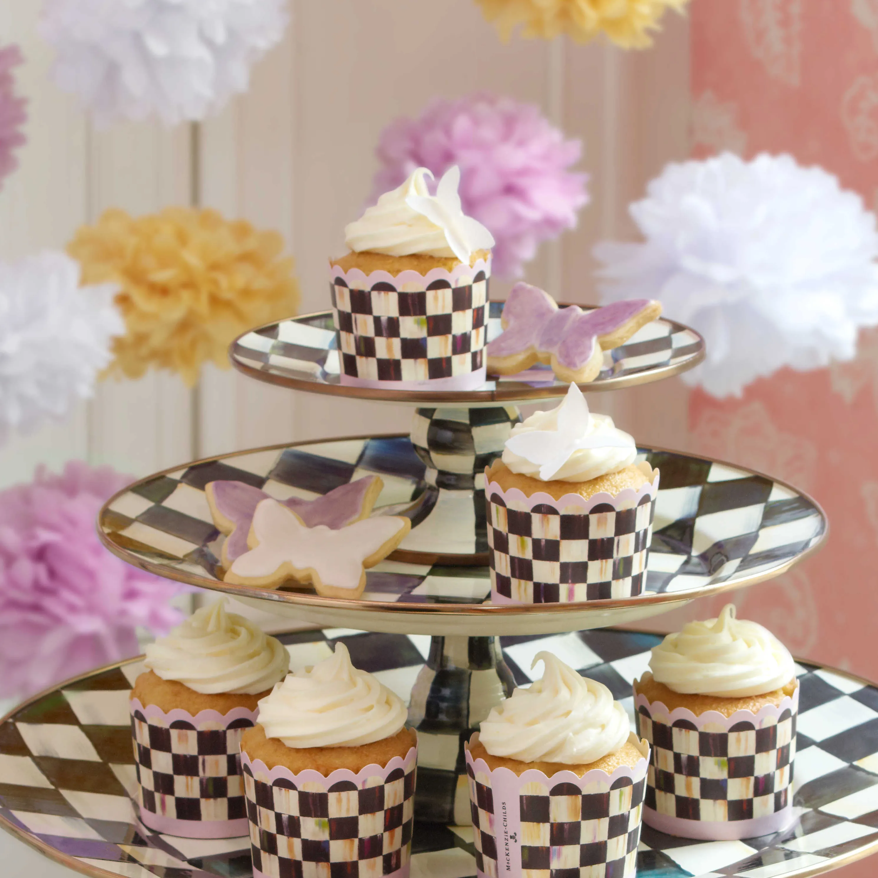 Courtly Check Enamel Pedestal Platter - Mini