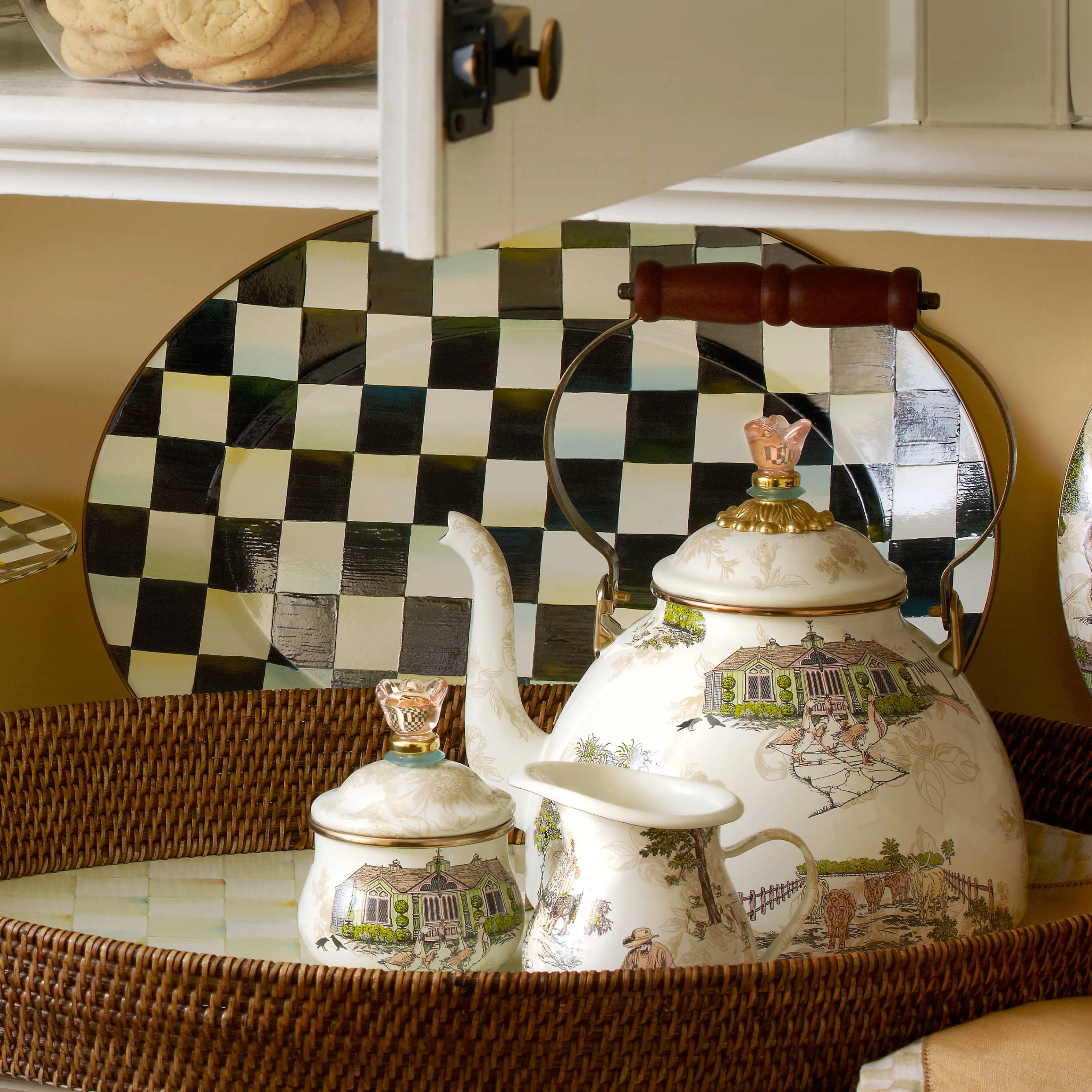 Courtly Check Enamel Oval Platter - Medium