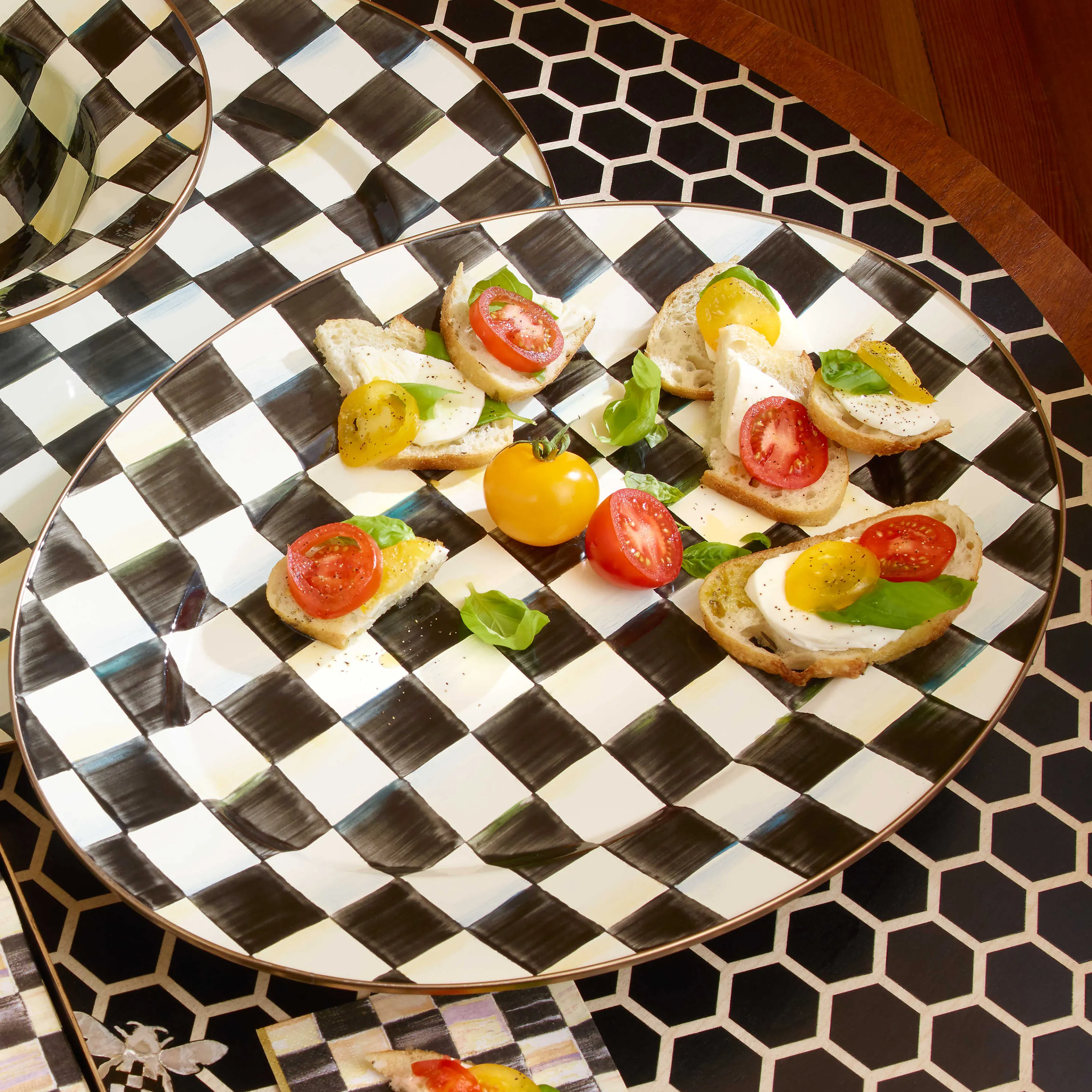 Courtly Check Enamel Oval Platter - Medium