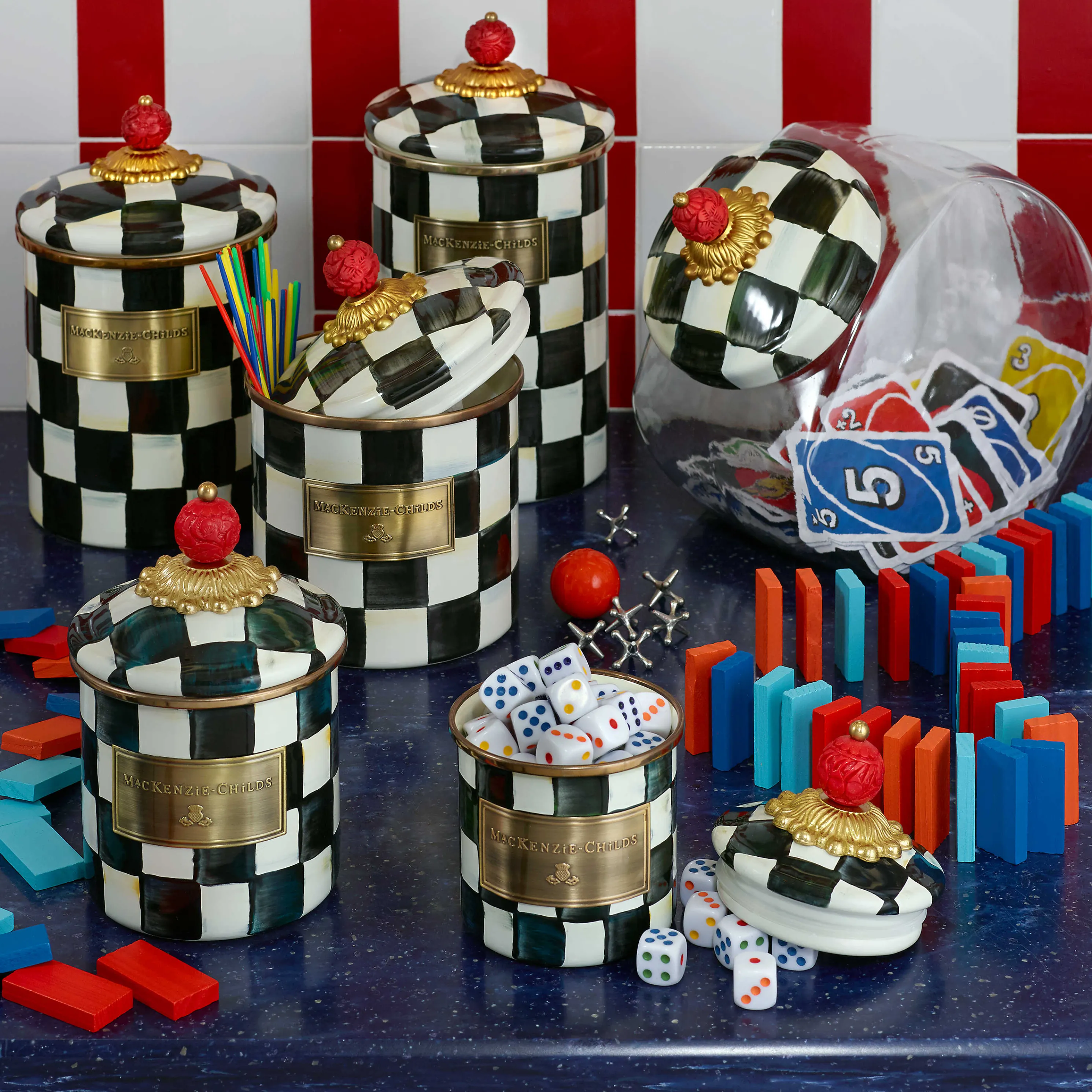 Courtly Check Enamel Canister - Demi