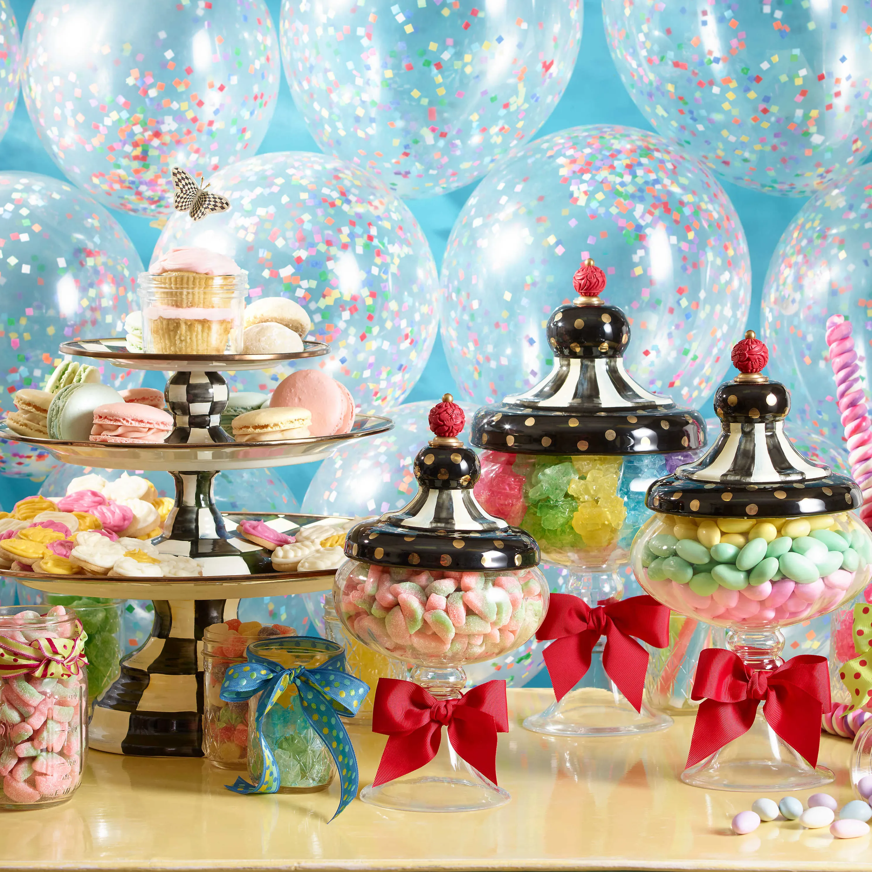 Courtly Check Enamel Pedestal Platter - Large