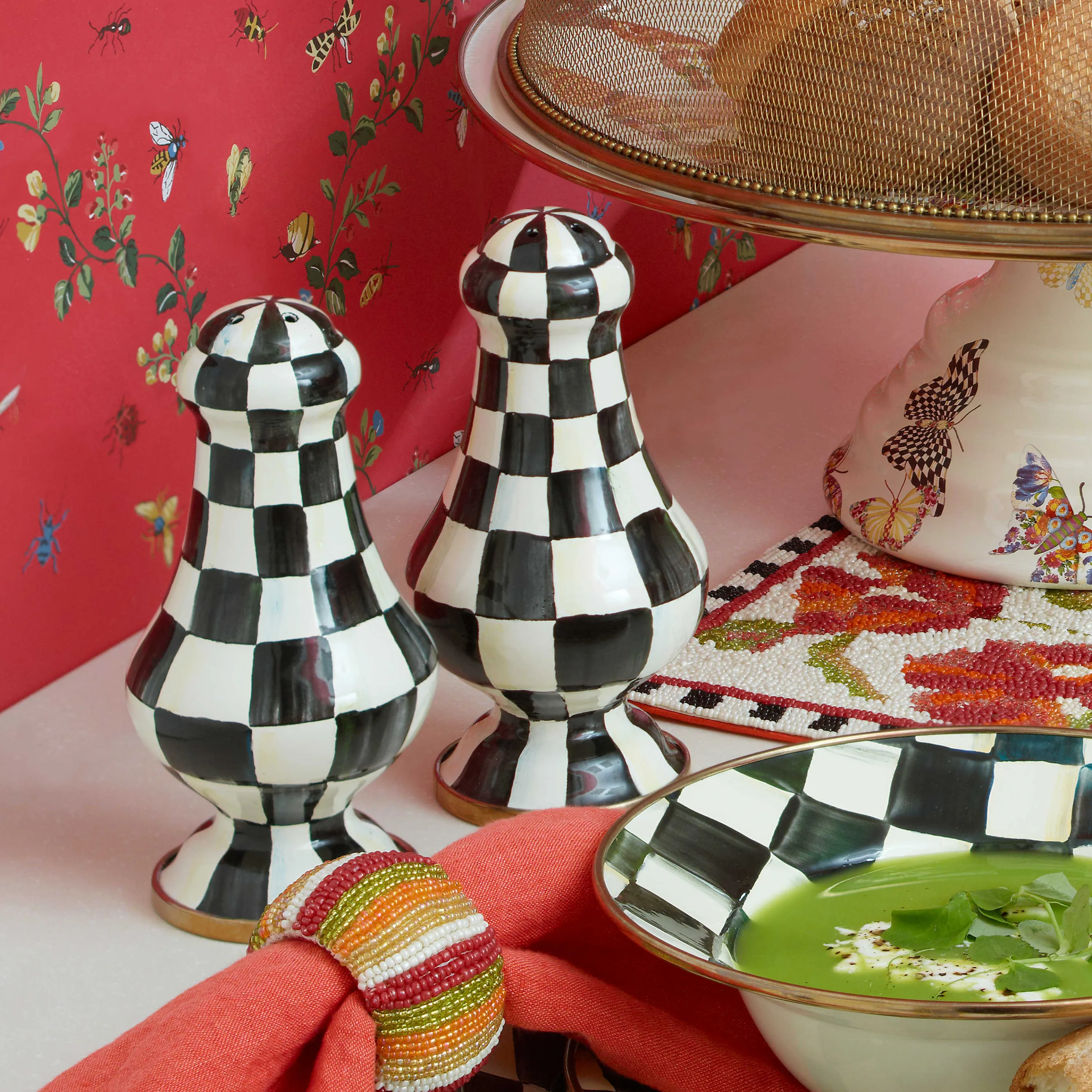 Courtly Check Enamel Large Salt & Pepper Shakers