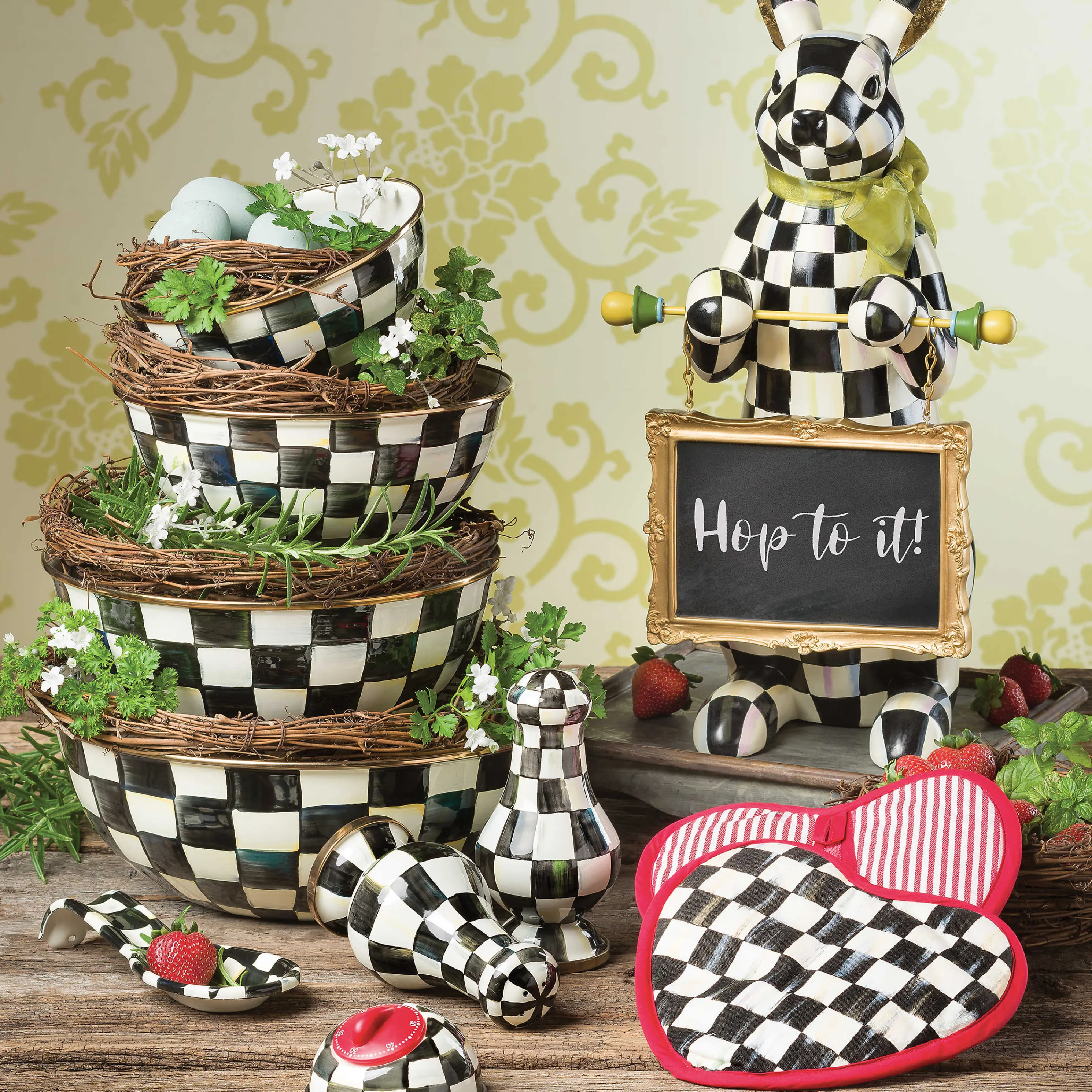 Courtly Check Enamel Large Salt & Pepper Shakers