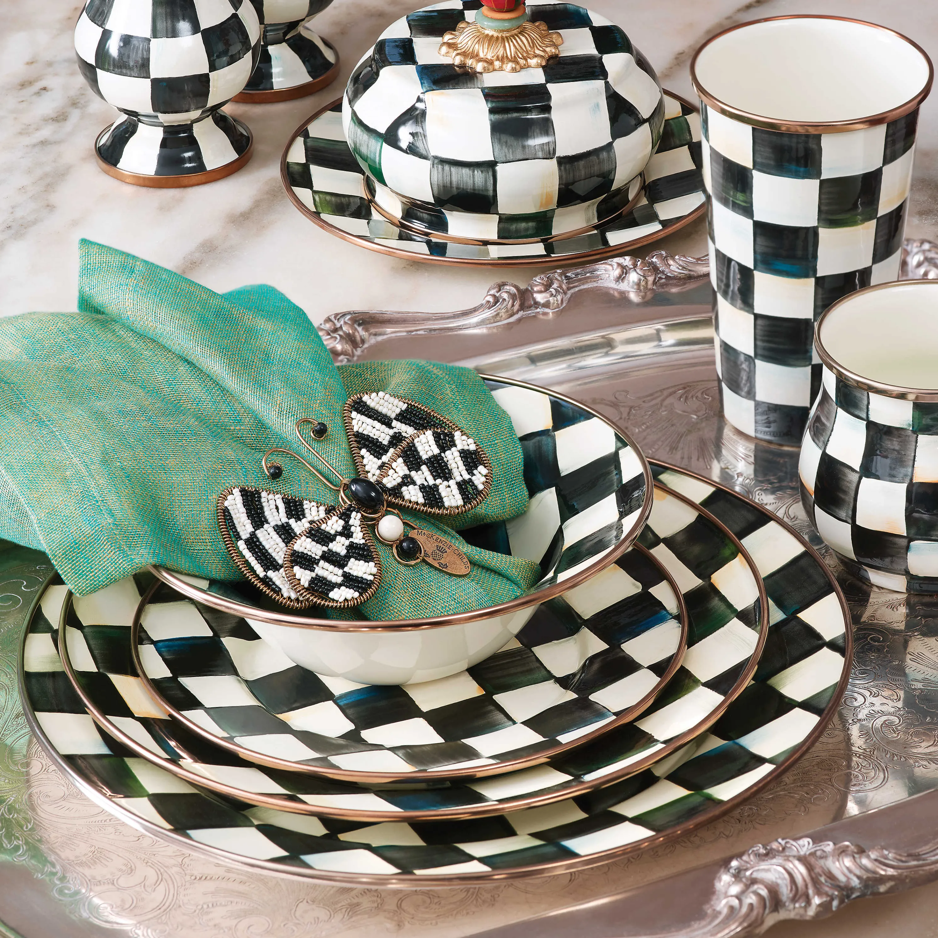 Courtly Check Enamel Charger/Plate