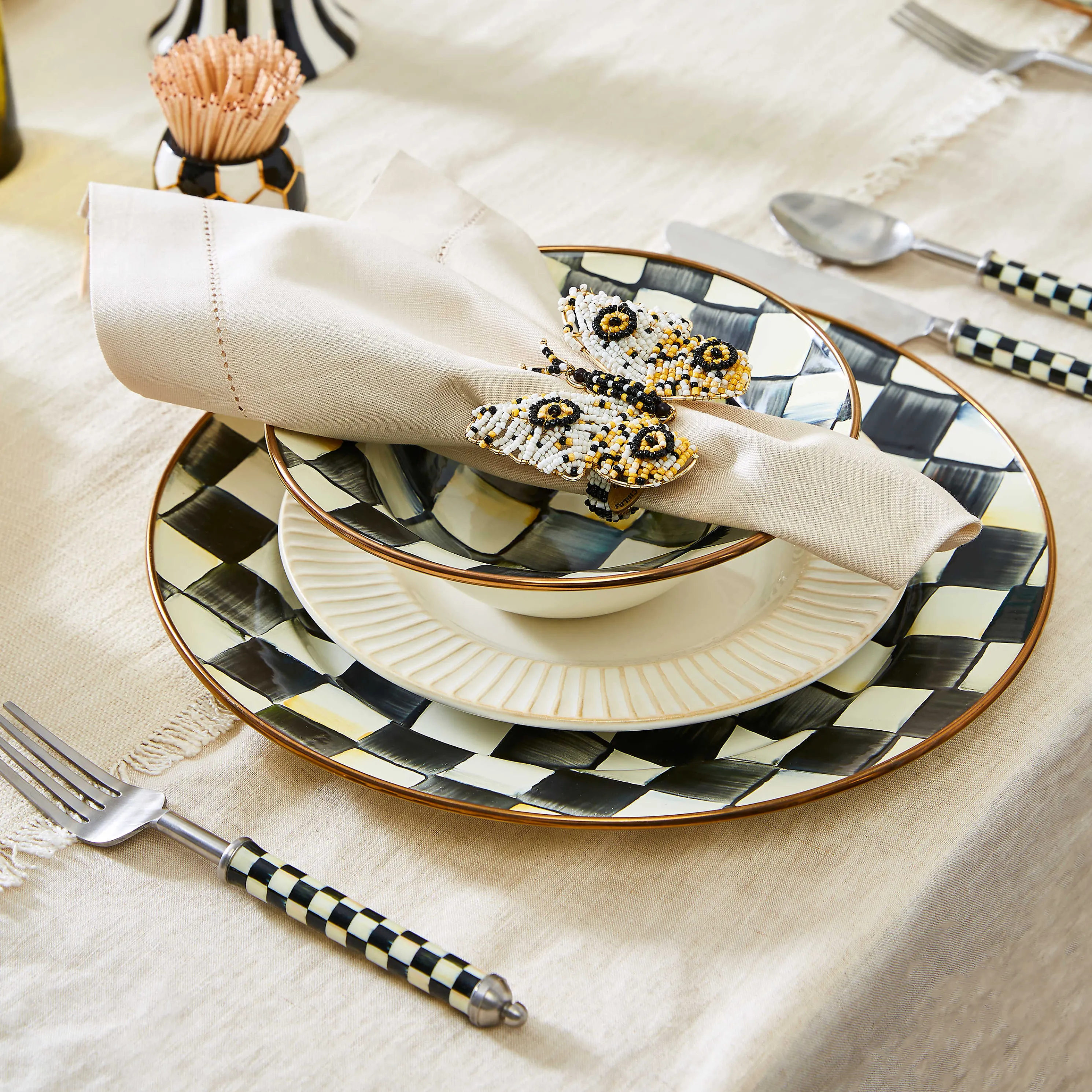 Courtly Check Enamel Charger/Plate