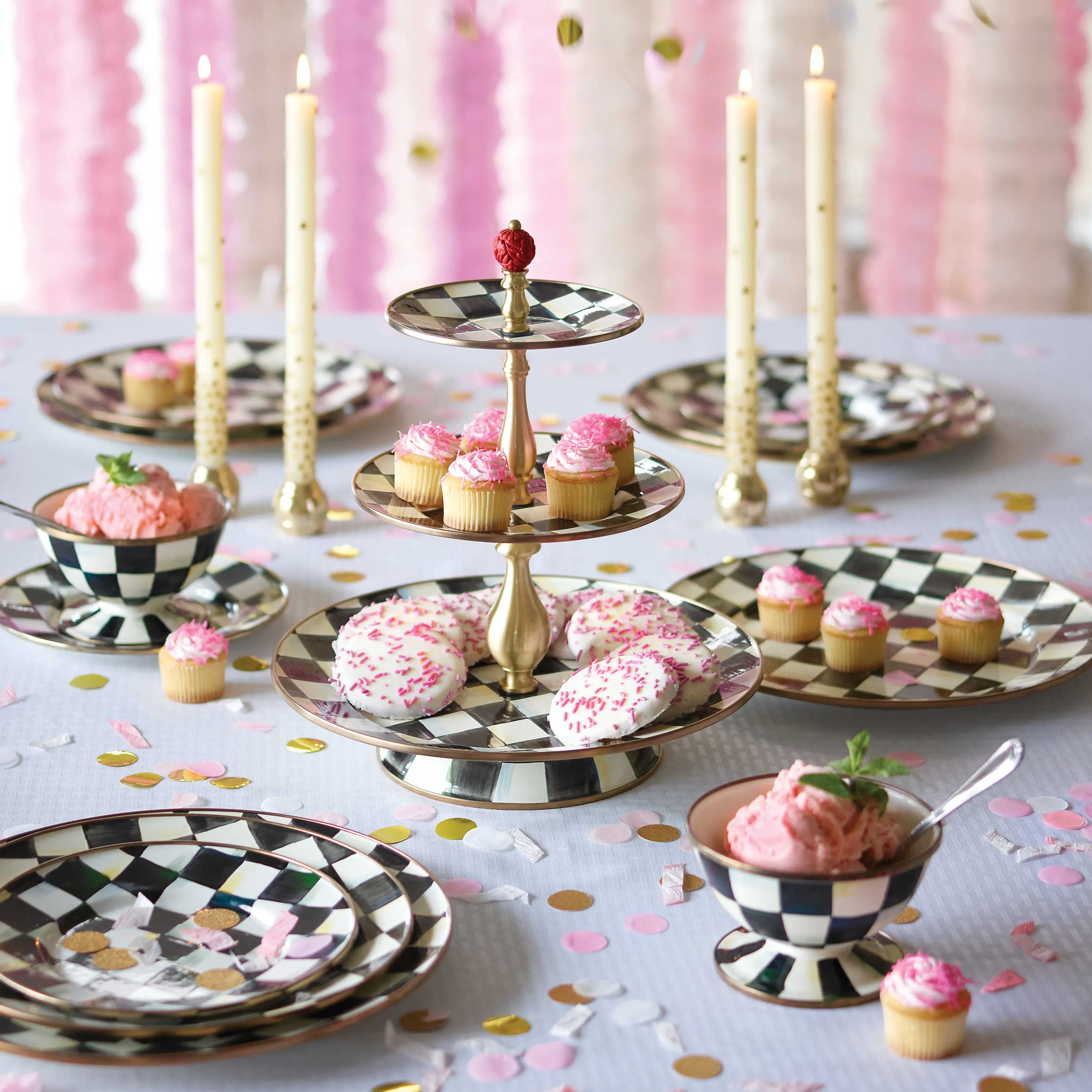 Courtly Check Enamel Three Tier Sweet Stand