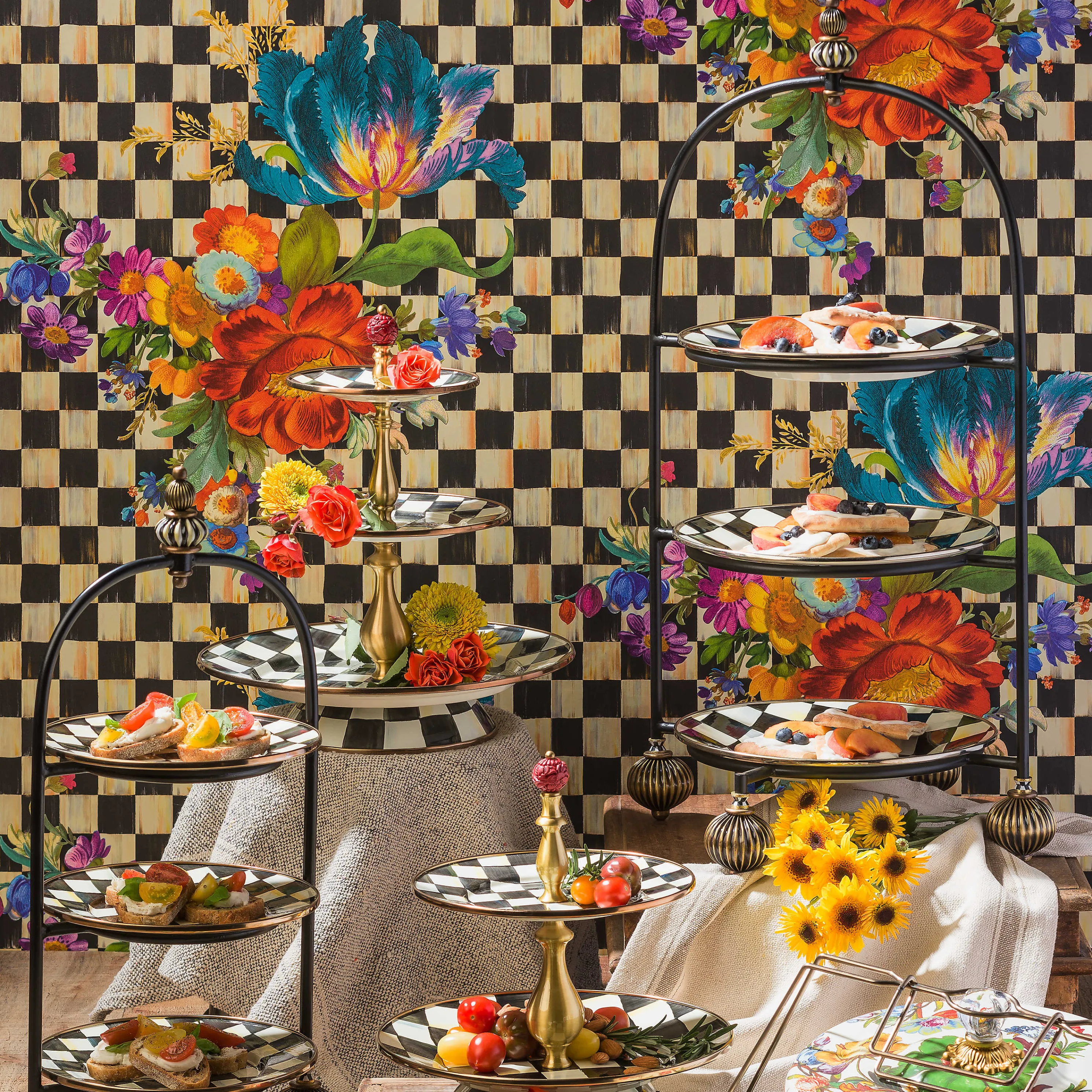 Courtly Check Enamel Three Tier Sweet Stand