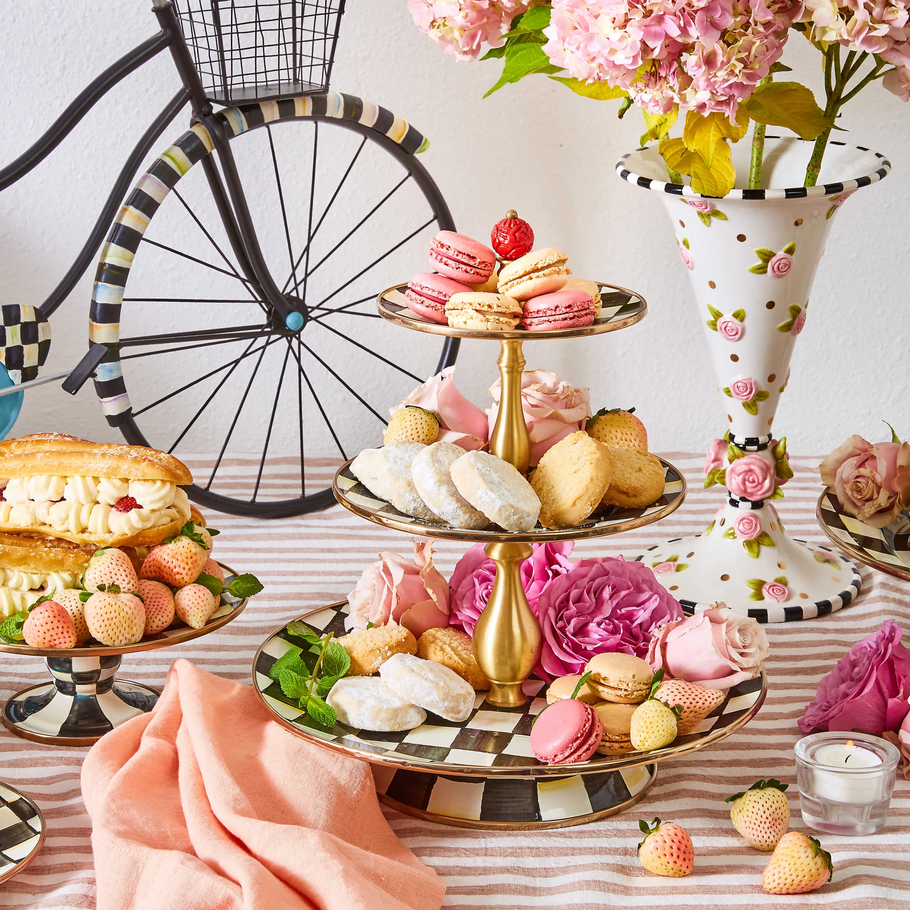 Courtly Check Enamel Three Tier Sweet Stand