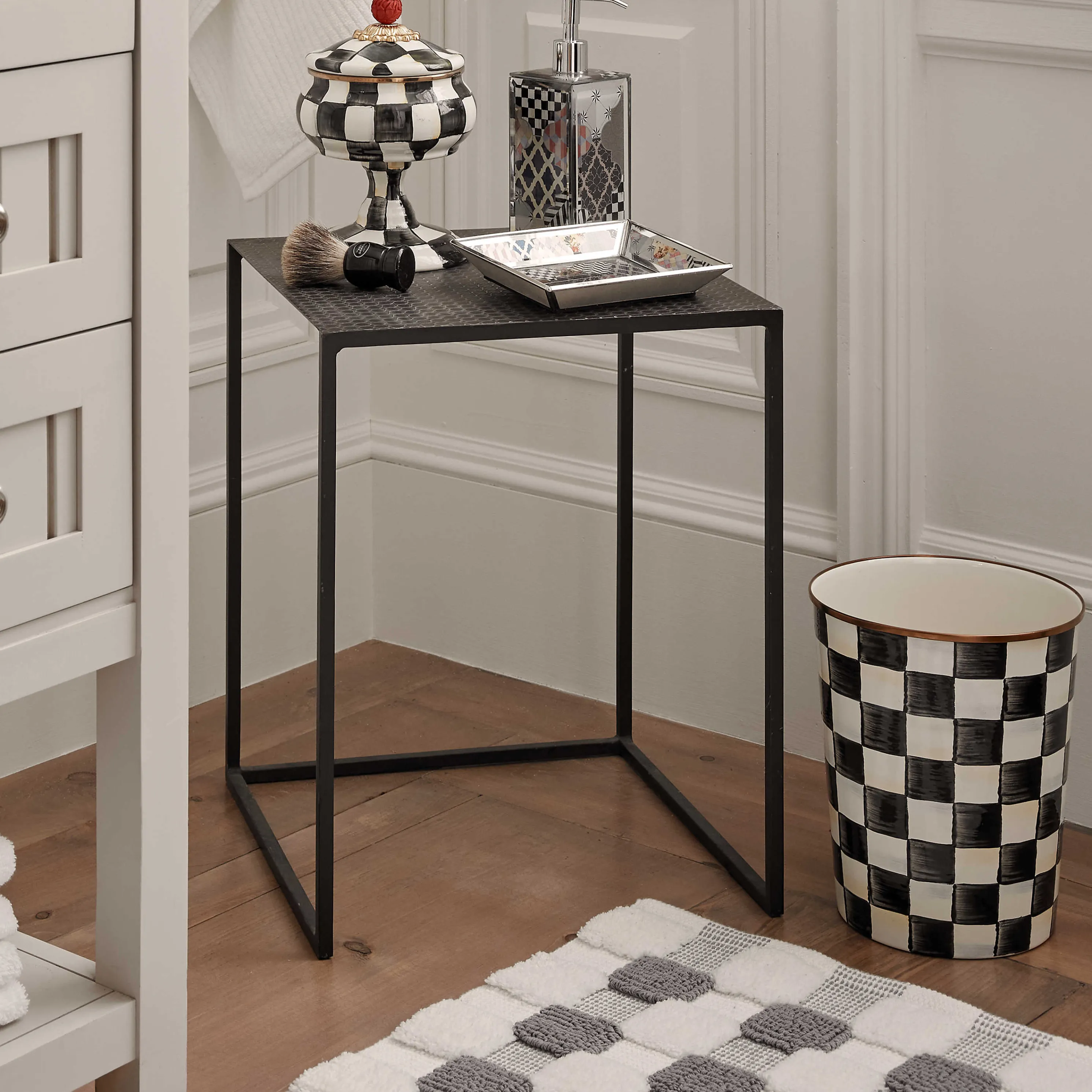 Courtly Check Enamel Waste Bin