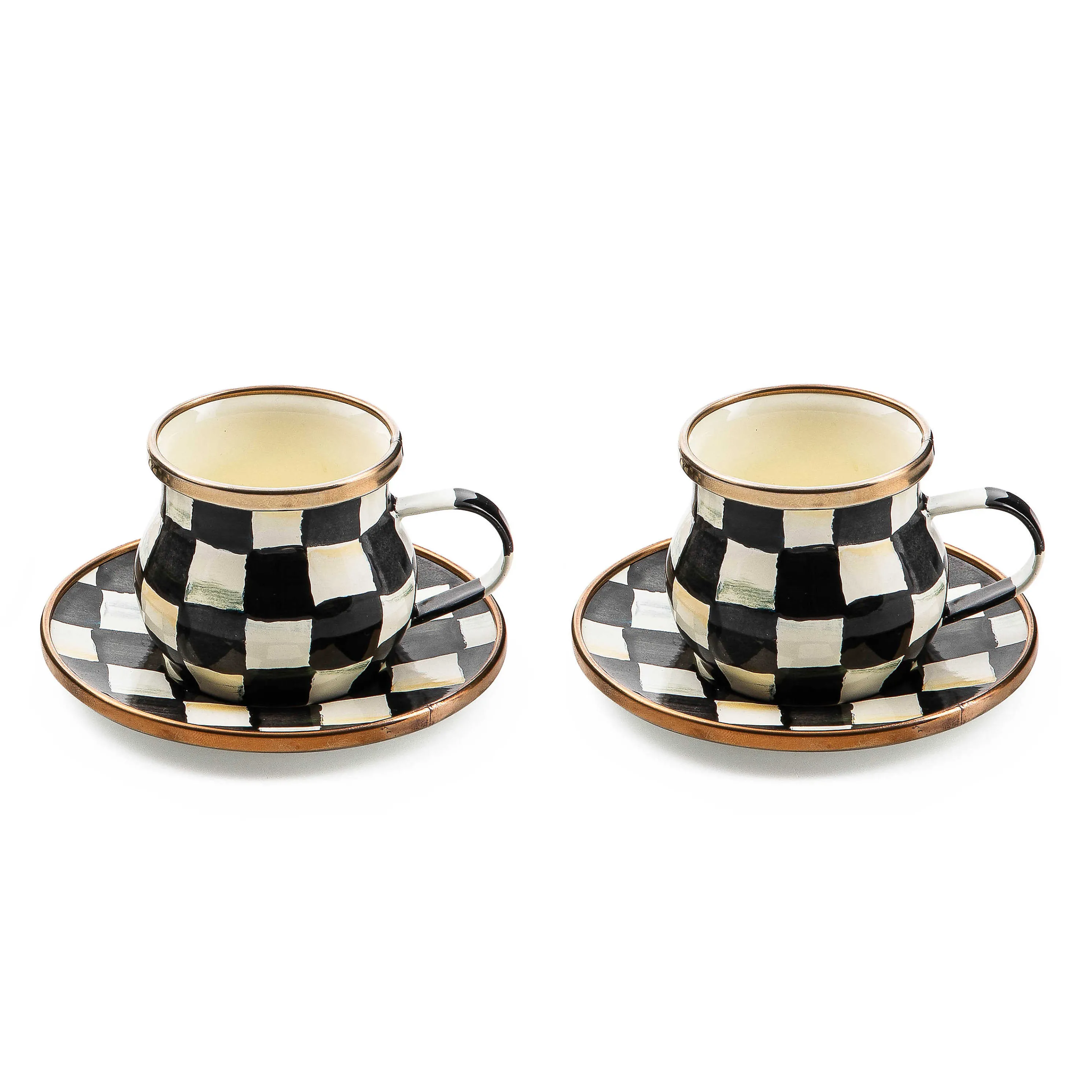 Courtly Check Enamel Espresso Cup & Saucer Set