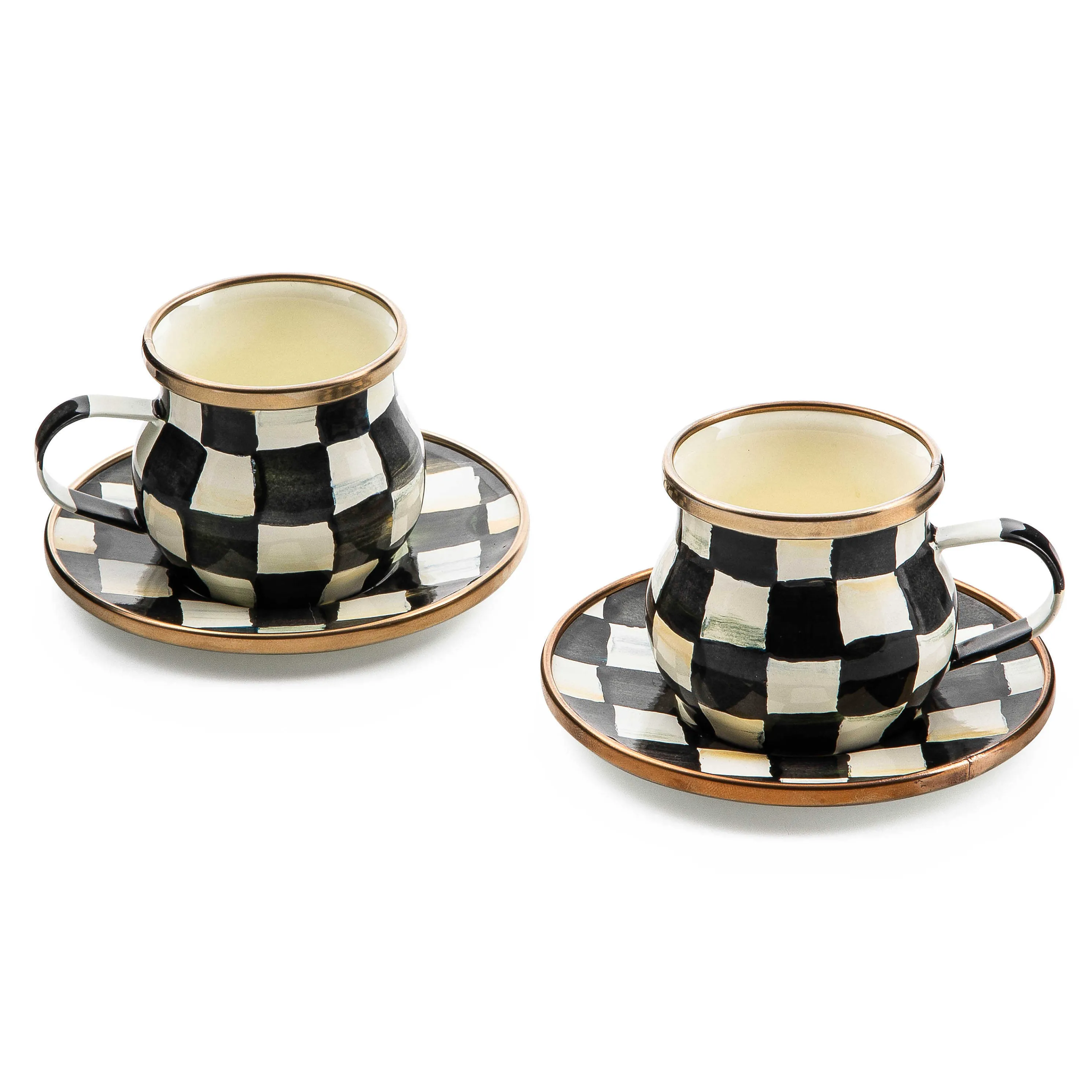 Courtly Check Enamel Espresso Cup & Saucer Set