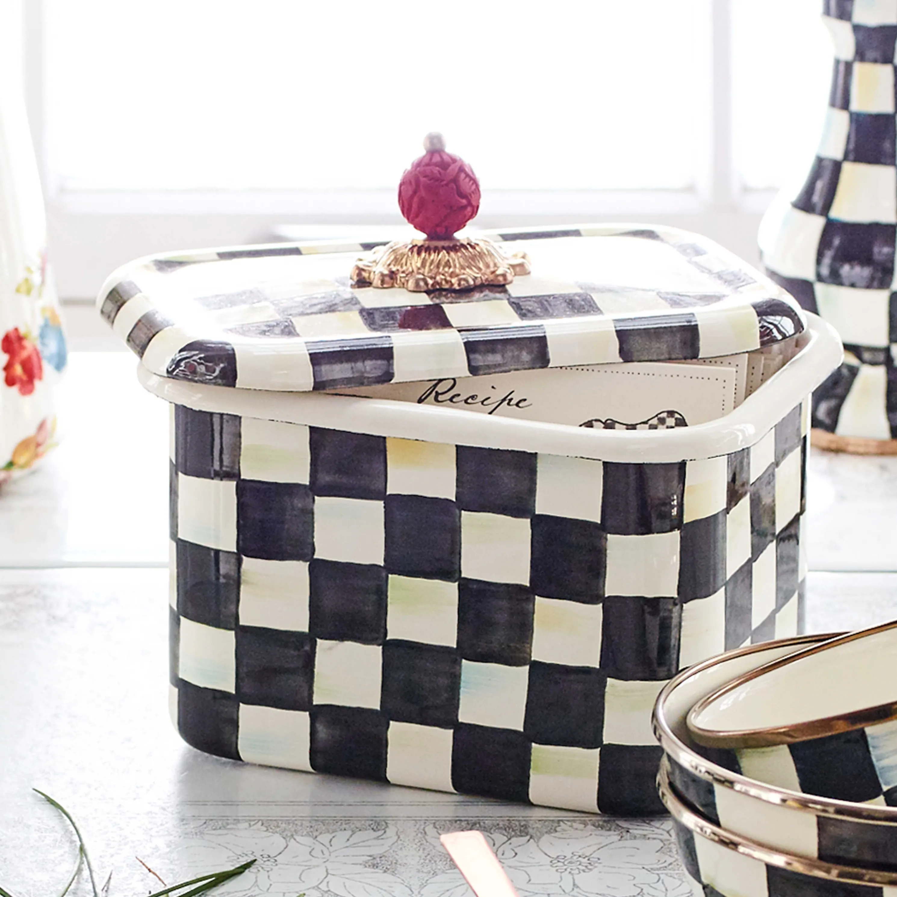 Courtly Check Enamel Recipe Box