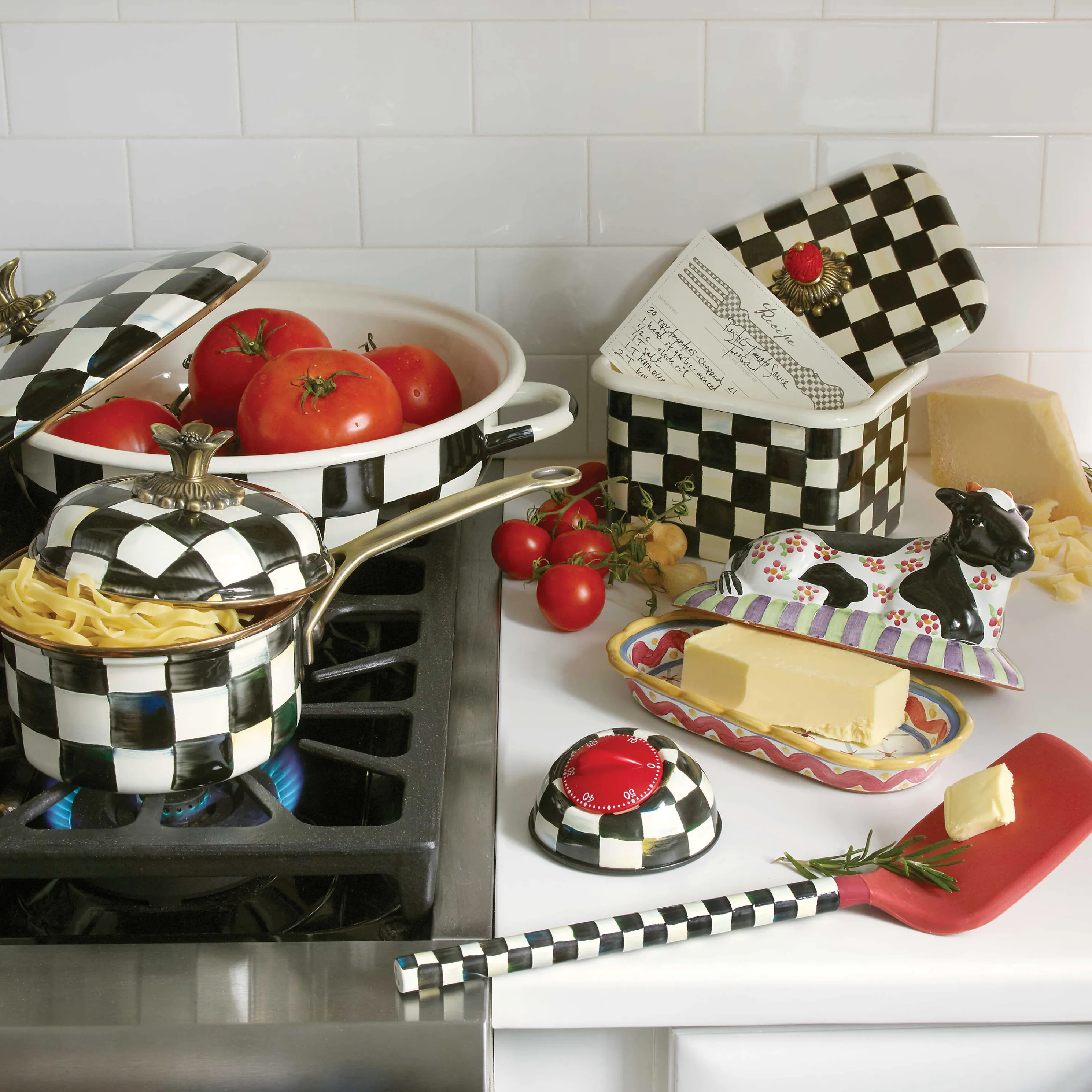 Courtly Check Enamel Recipe Box