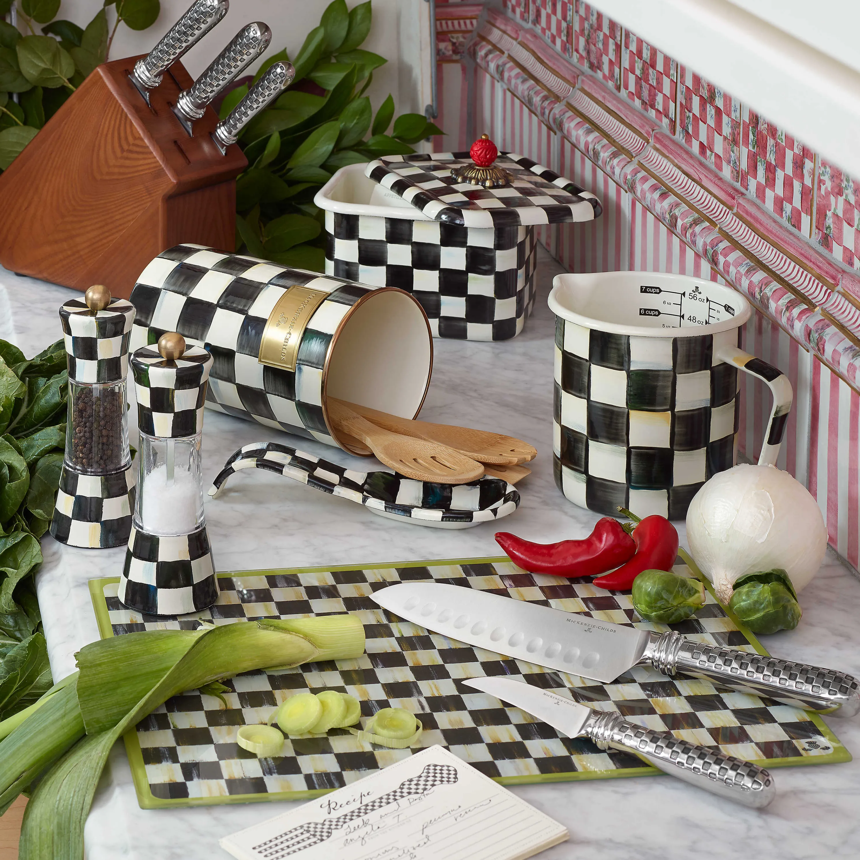 Courtly Check Enamel Recipe Box